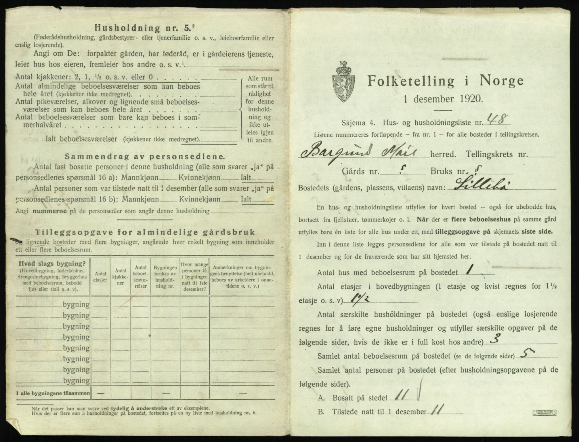 SAT, 1920 census for Borgund, 1920, p. 1804