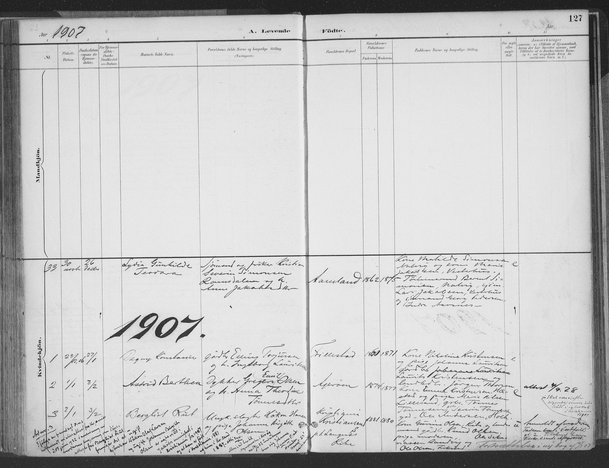 Høvåg sokneprestkontor, AV/SAK-1111-0025/F/Fa/L0006: Parish register (official) no. A 6, 1894-1923, p. 127