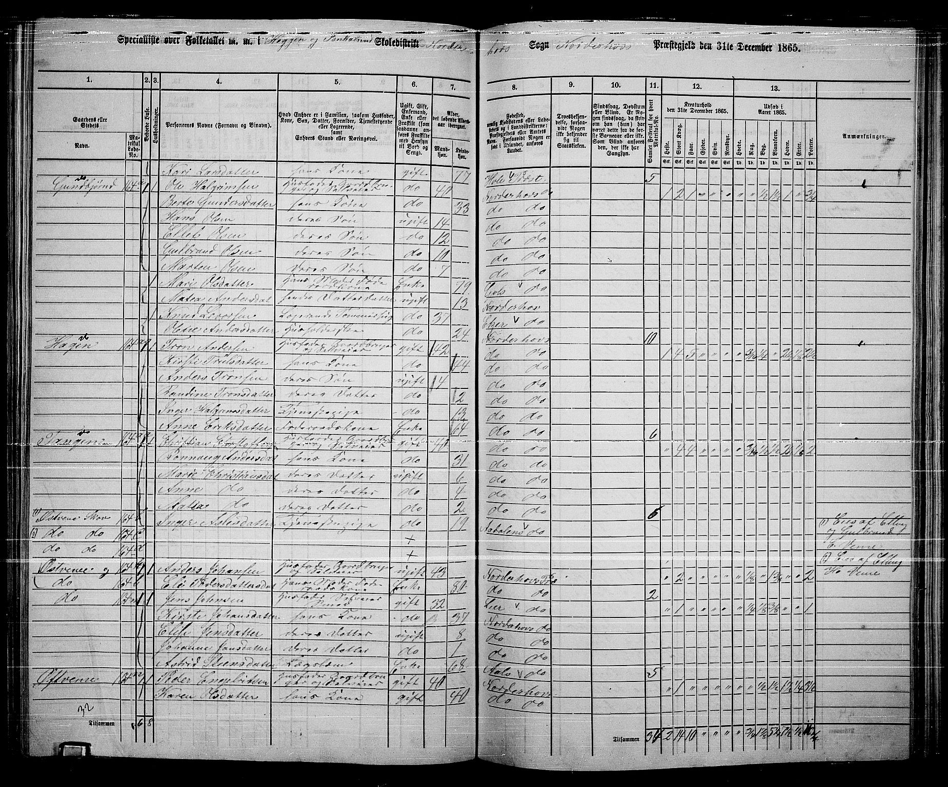 RA, 1865 census for Norderhov/Norderhov, Haug og Lunder, 1865, p. 192