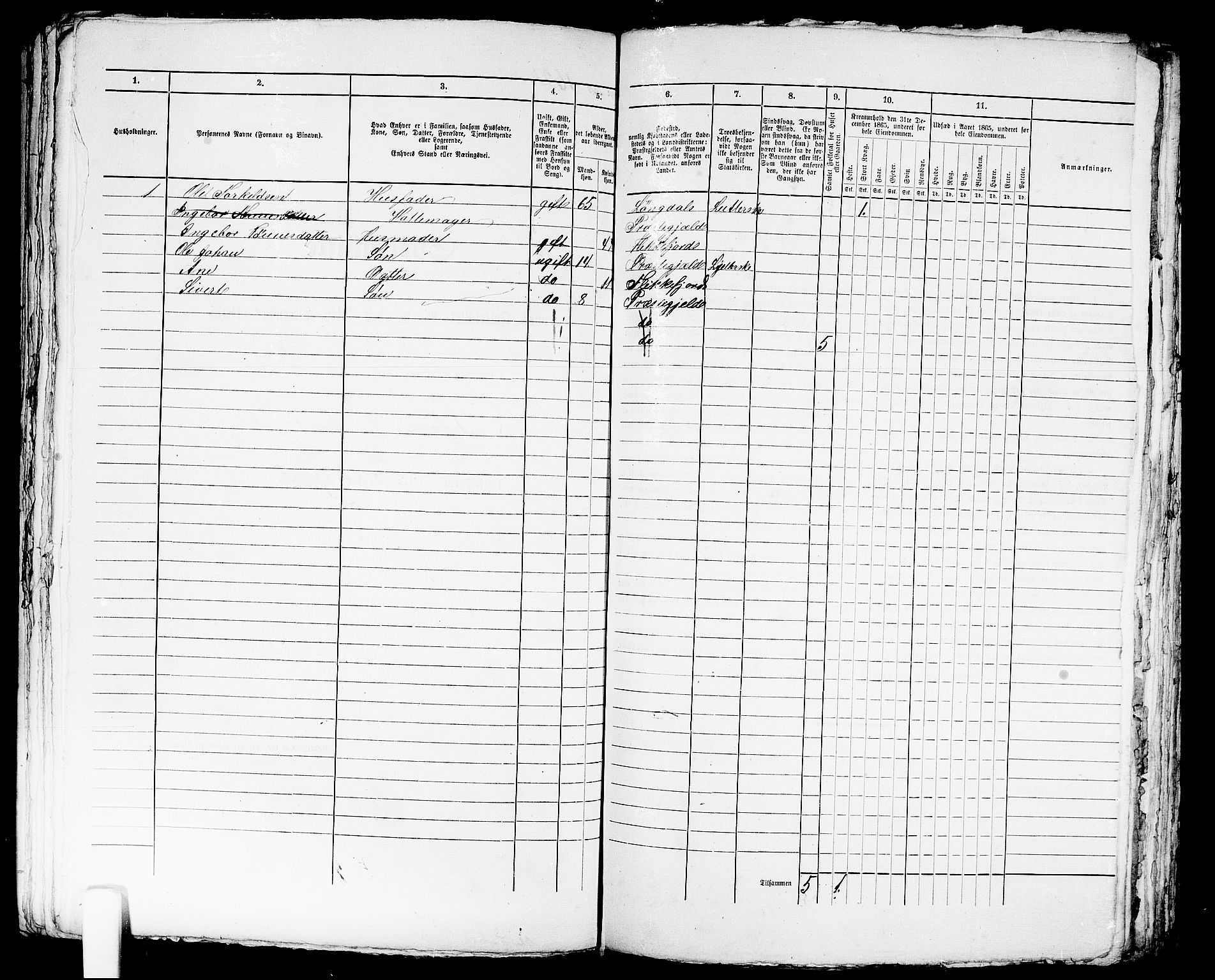 RA, 1865 census for Flekkefjord/Flekkefjord, 1865, p. 335