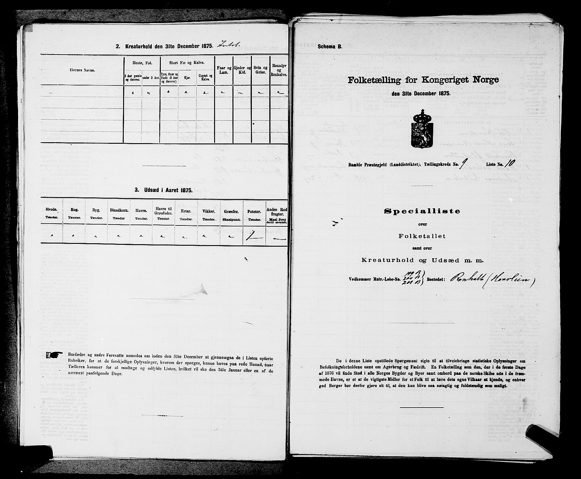 SAKO, 1875 census for 0814L Bamble/Bamble, 1875, p. 1197