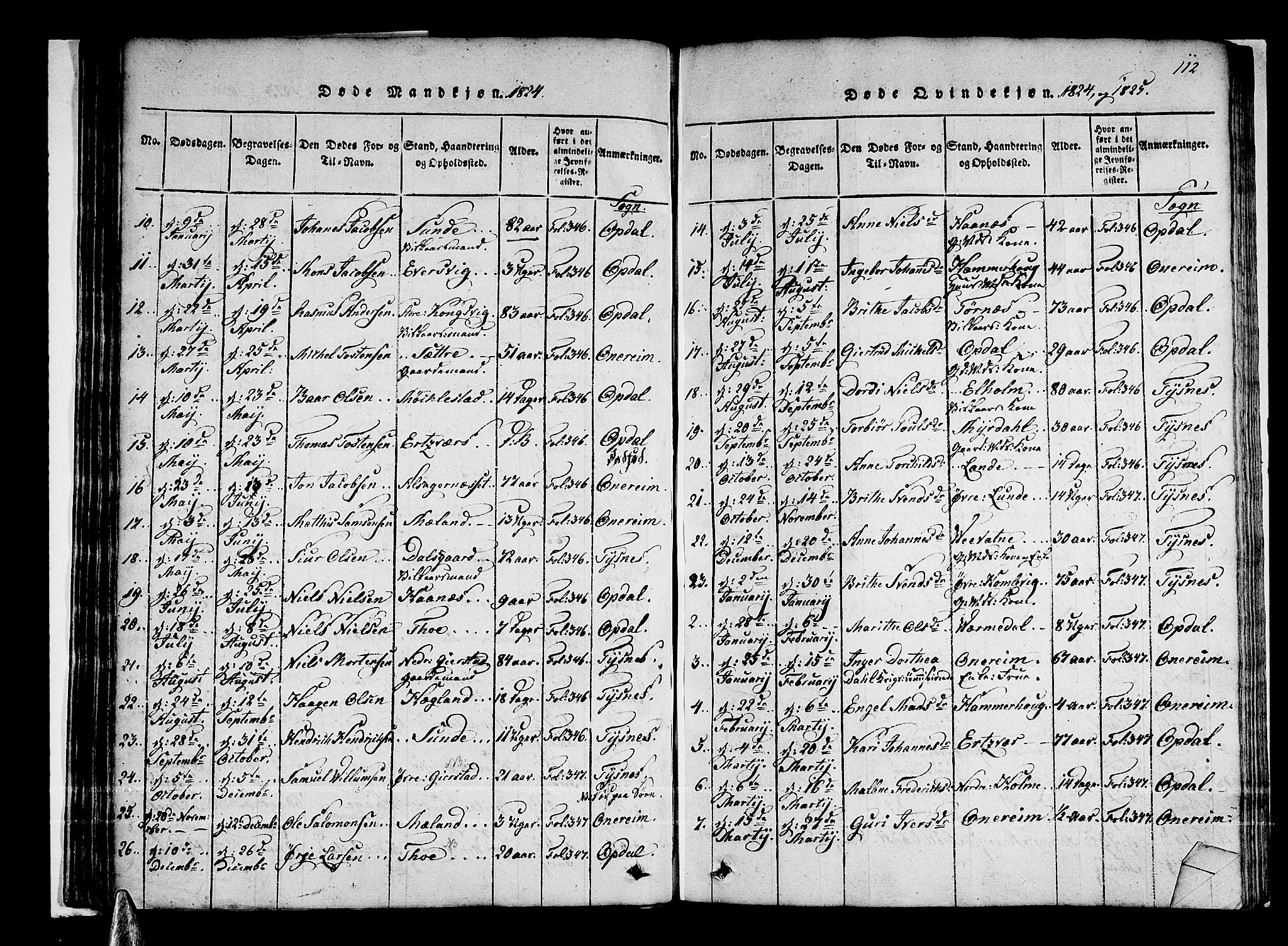 Tysnes sokneprestembete, AV/SAB-A-78601/H/Haa: Parish register (official) no. A 7, 1816-1826, p. 112