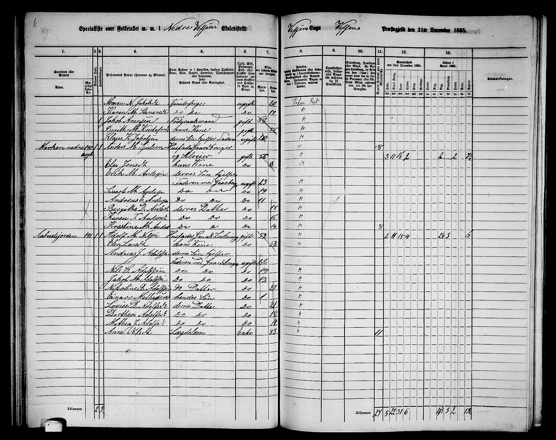 RA, 1865 census for Vefsn, 1865, p. 81