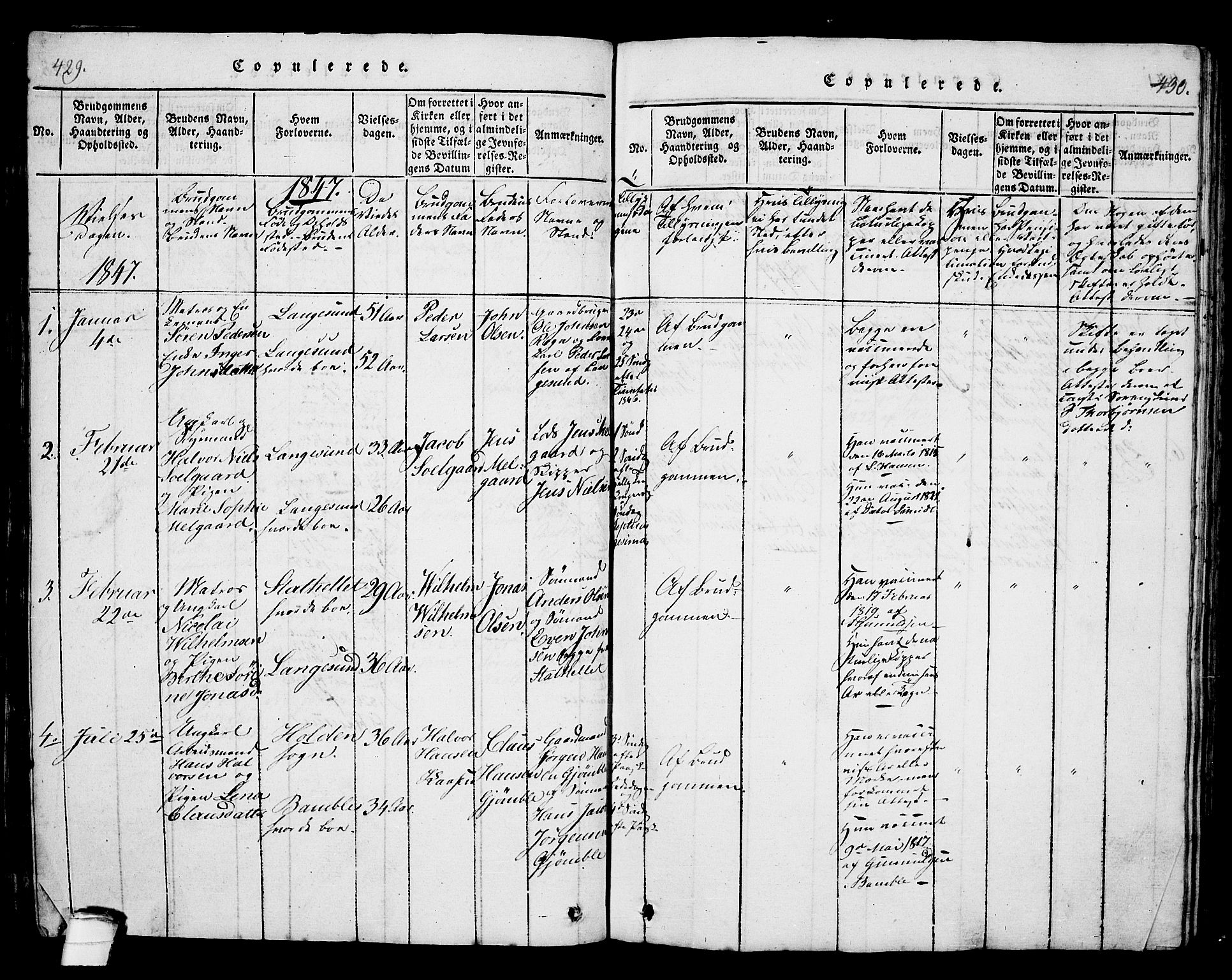 Langesund kirkebøker, SAKO/A-280/G/Ga/L0003: Parish register (copy) no. 3, 1815-1858, p. 429-430