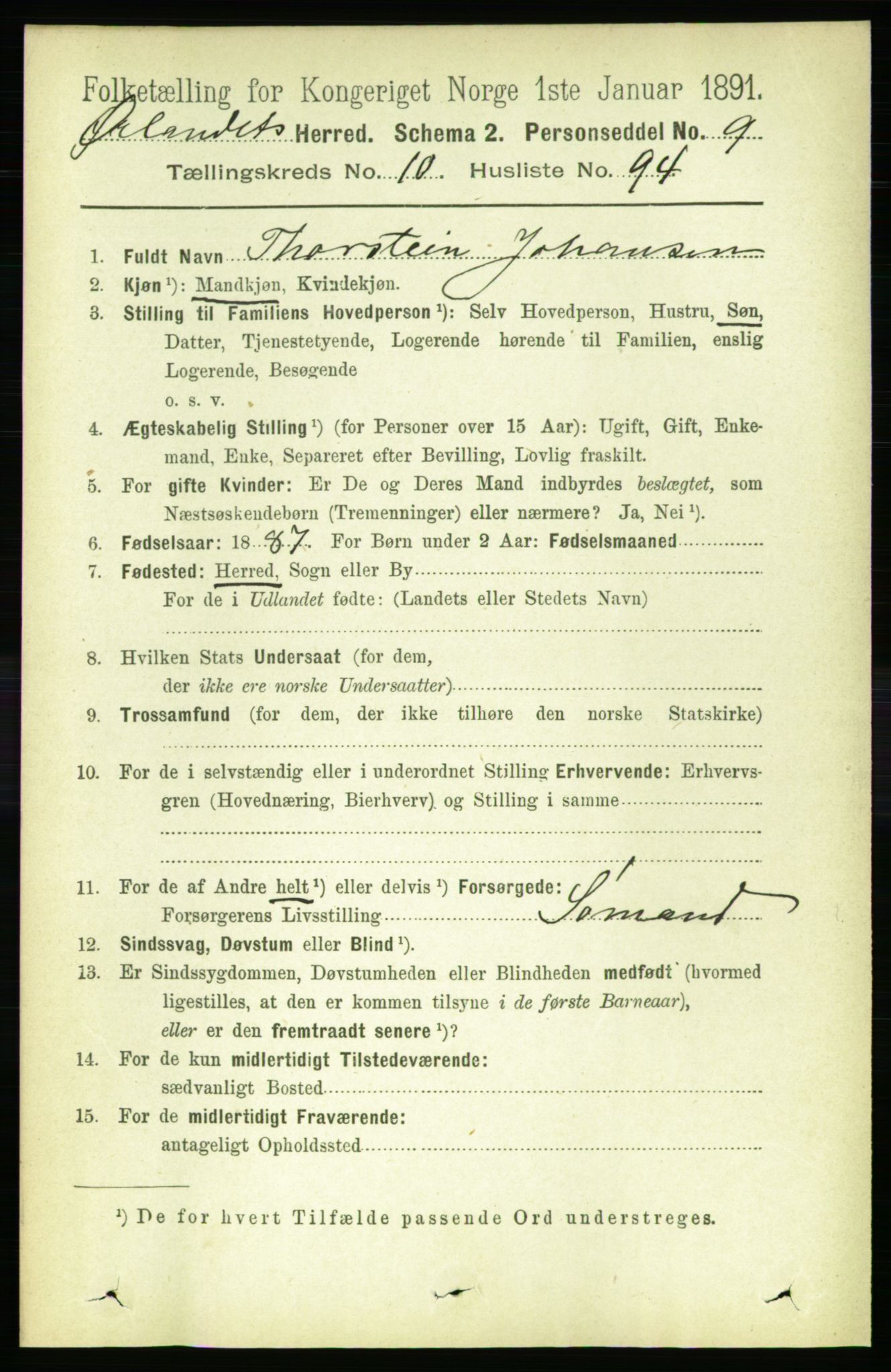 RA, 1891 census for 1621 Ørland, 1891, p. 4771