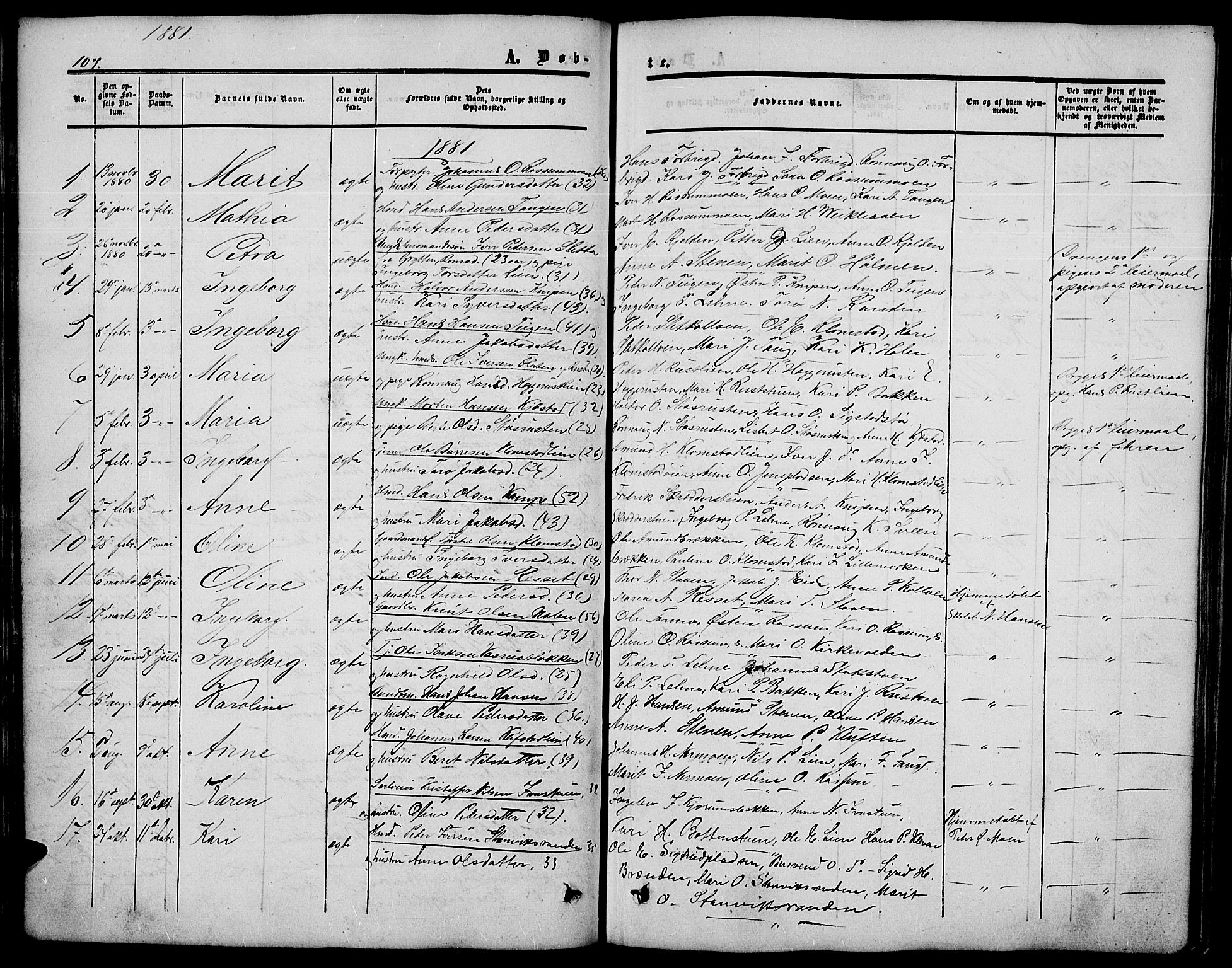 Nord-Fron prestekontor, SAH/PREST-080/H/Ha/Hab/L0003: Parish register (copy) no. 3, 1851-1886, p. 107