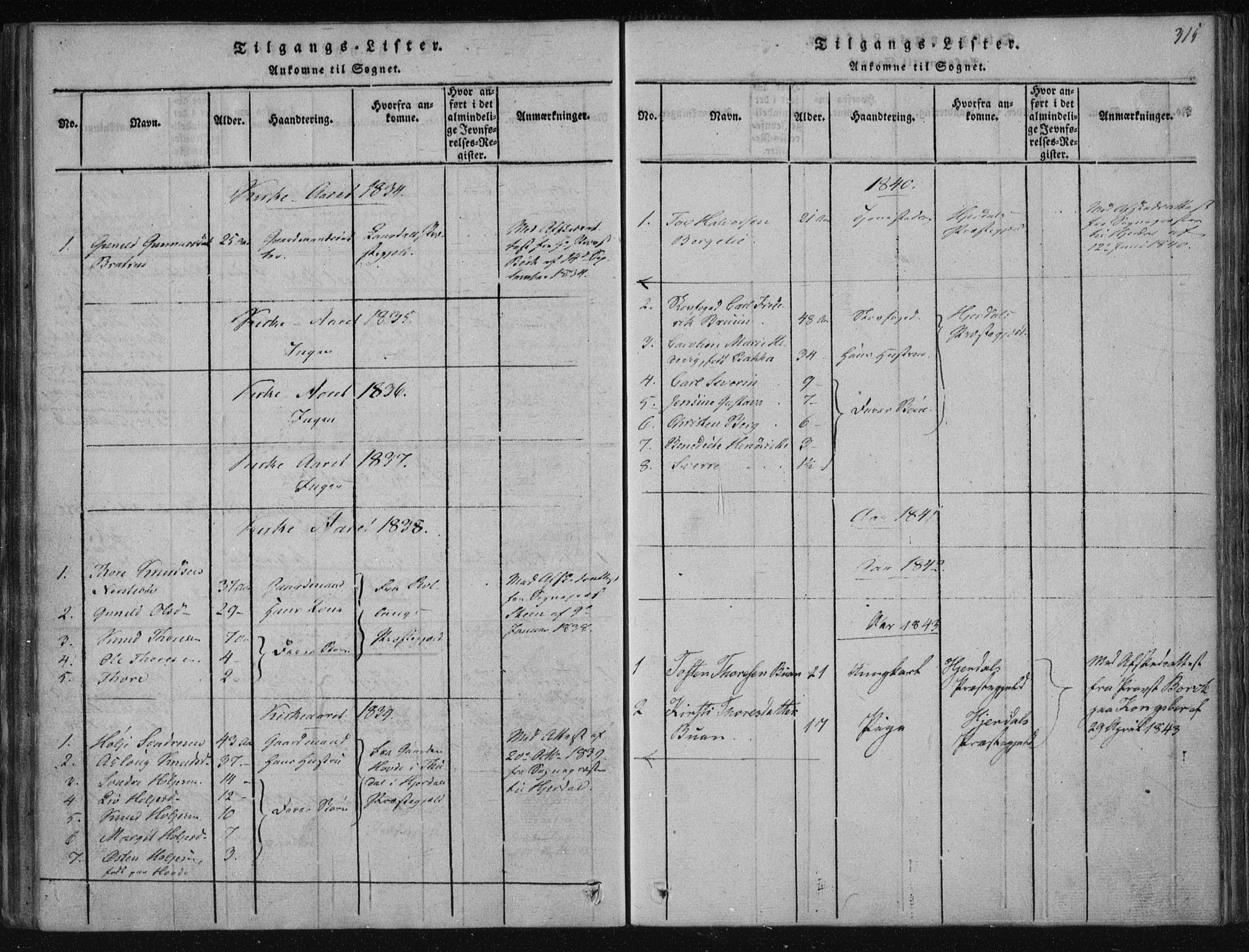 Tinn kirkebøker, SAKO/A-308/F/Fa/L0004: Parish register (official) no. I 4, 1815-1843, p. 314b-315a