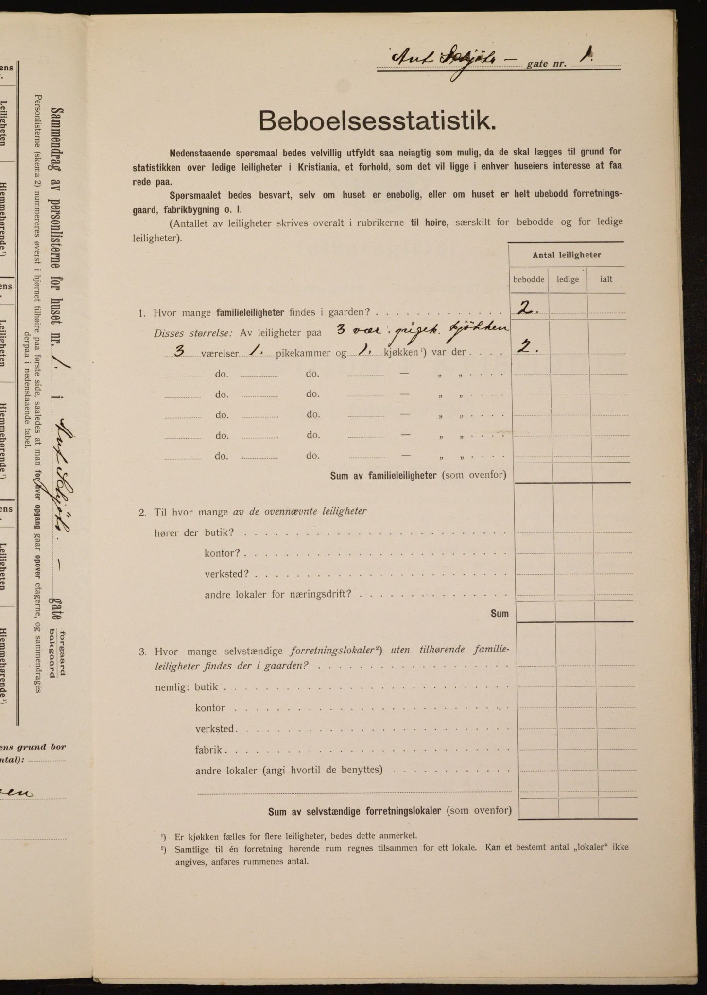 OBA, Municipal Census 1912 for Kristiania, 1912, p. 1258