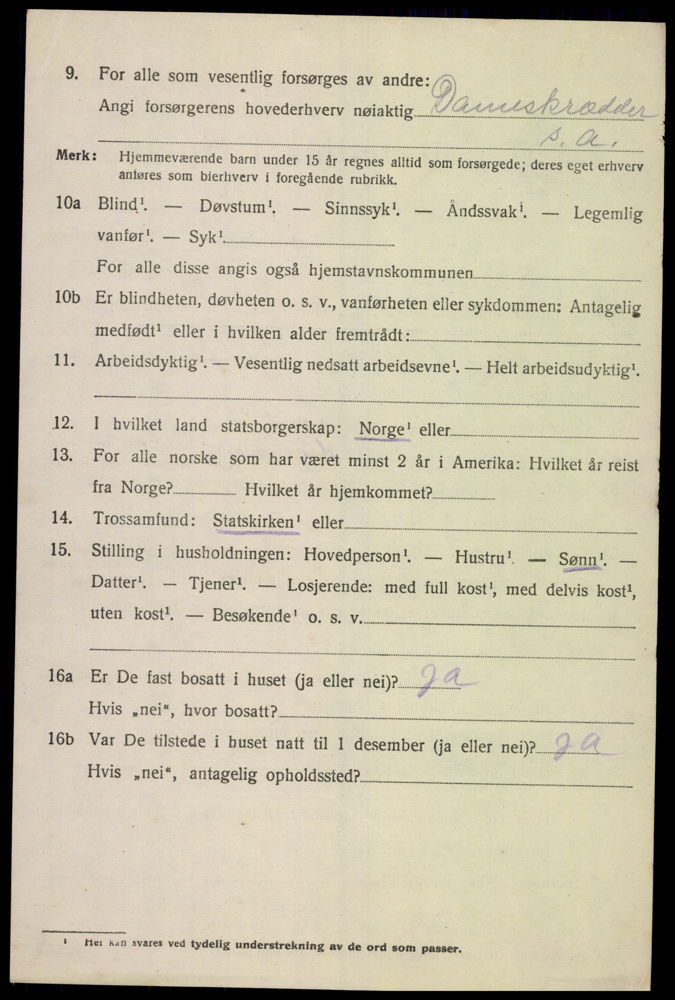 SAK, 1920 census for Spangereid, 1920, p. 1060