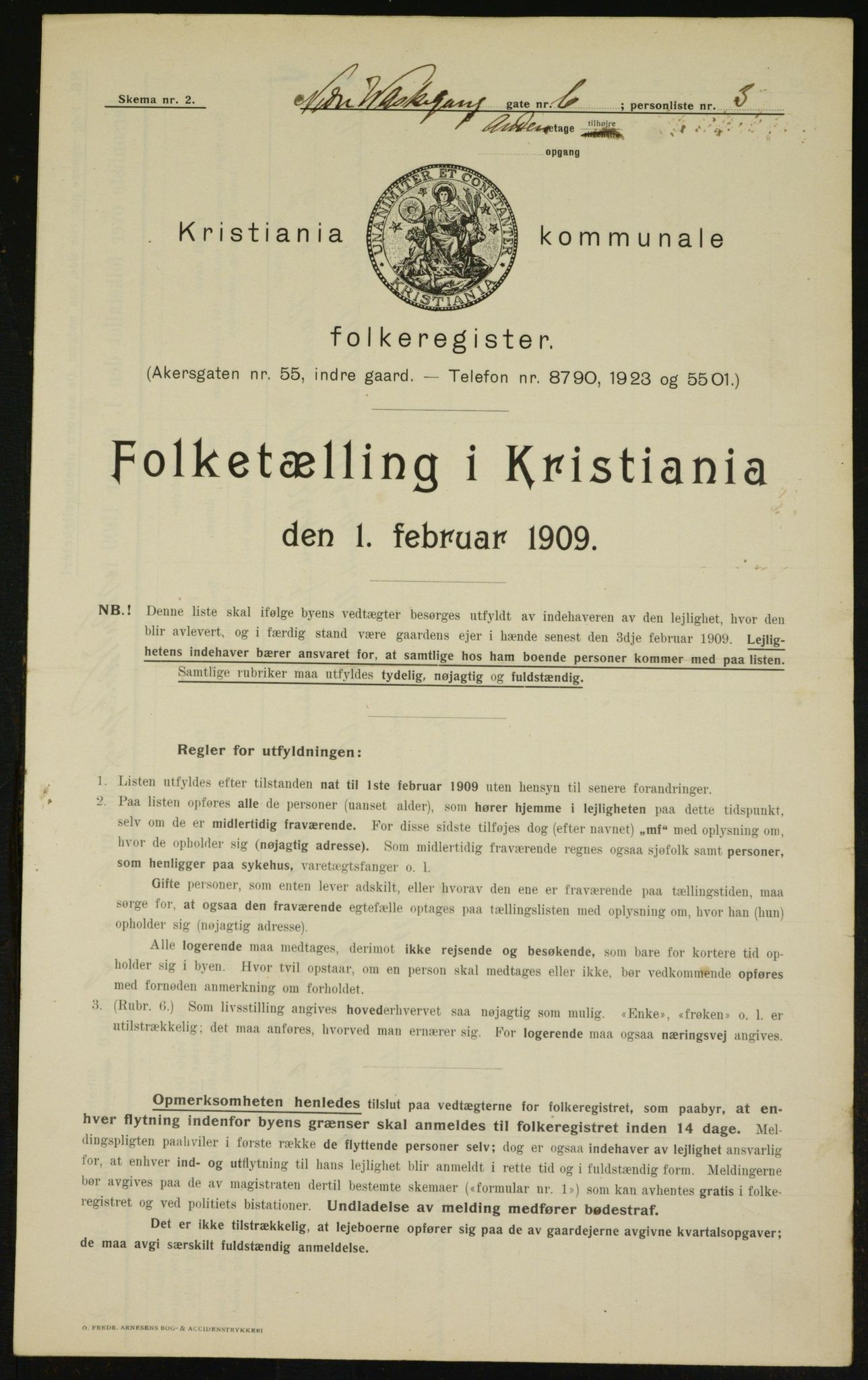 OBA, Municipal Census 1909 for Kristiania, 1909, p. 63045