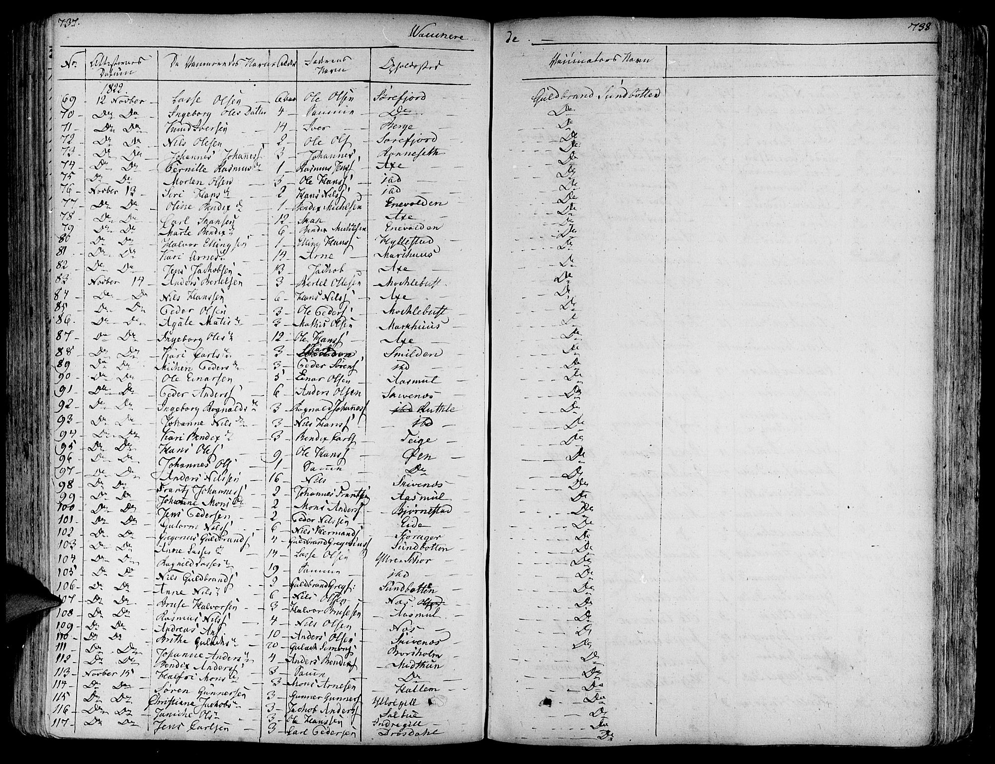 Askvoll sokneprestembete, AV/SAB-A-79501/H/Haa/Haaa/L0010: Parish register (official) no. A 10, 1821-1844, p. 737-738