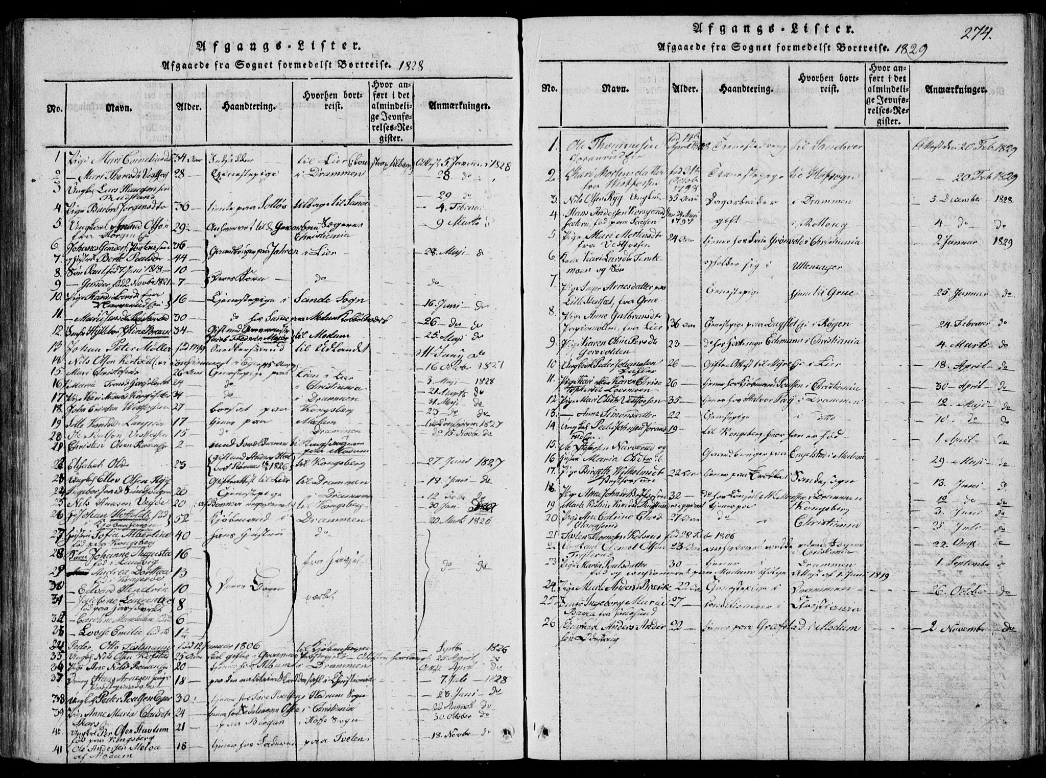 Eiker kirkebøker, SAKO/A-4/F/Fa/L0012: Parish register (official) no. I 12, 1827-1832, p. 274
