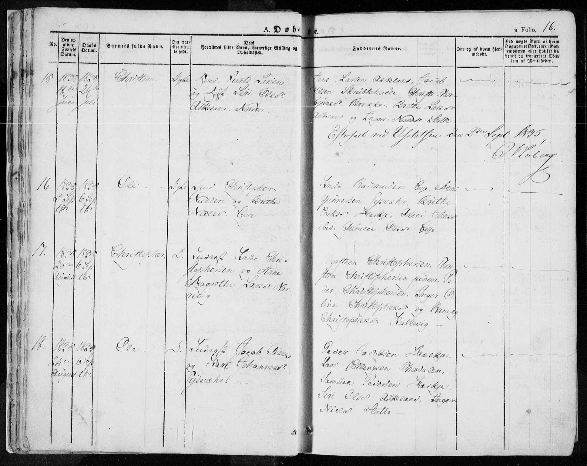 Tysvær sokneprestkontor, SAST/A -101864/H/Ha/Haa/L0001: Parish register (official) no. A 1.1, 1831-1856, p. 16