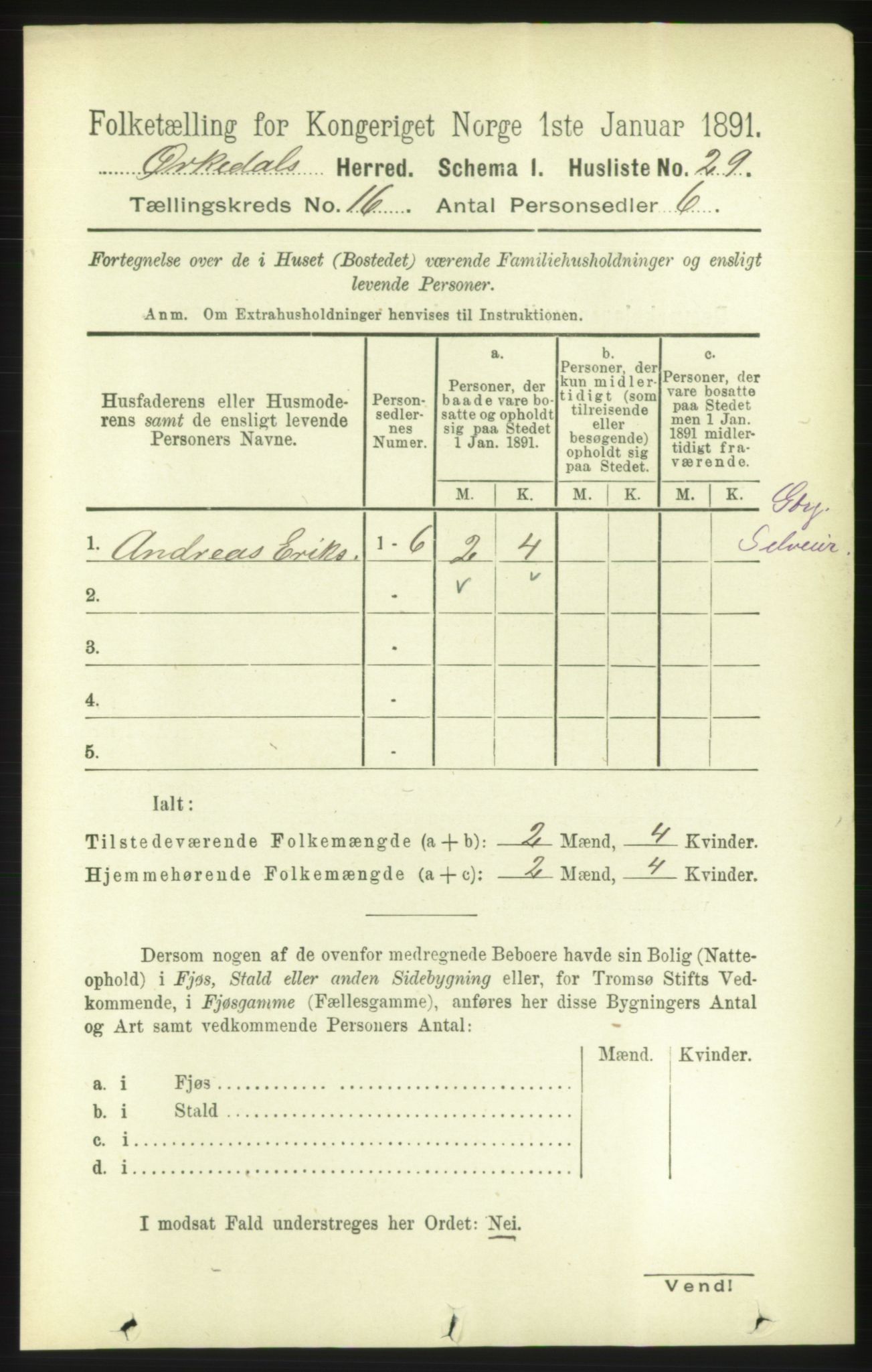 RA, 1891 census for 1638 Orkdal, 1891, p. 7146