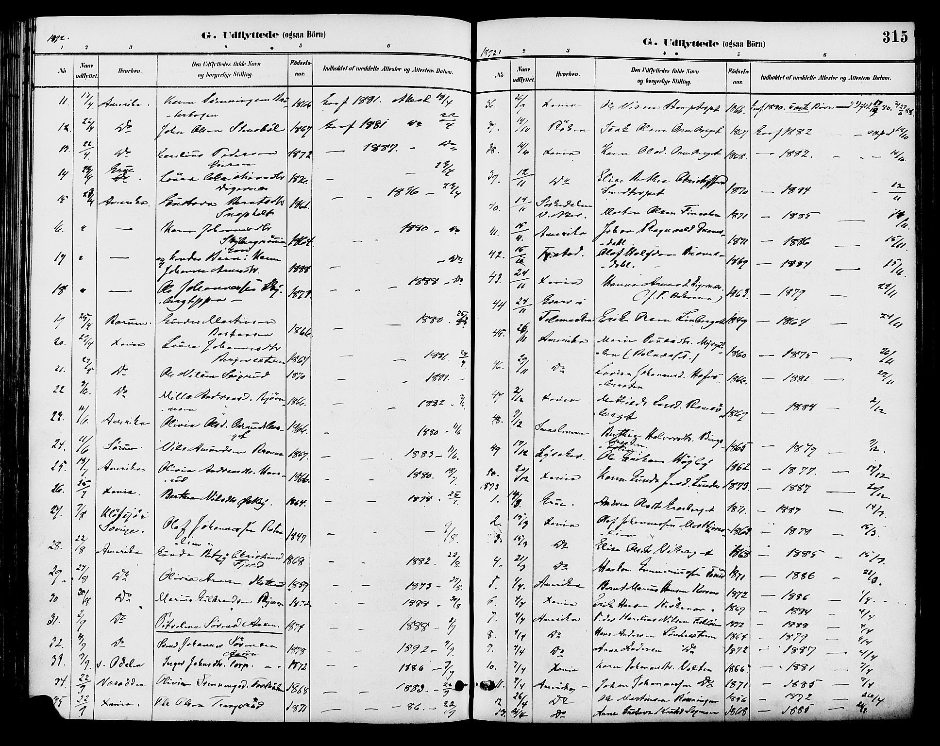 Brandval prestekontor, SAH/PREST-034/H/Ha/Haa/L0002: Parish register (official) no. 2, 1880-1894, p. 315