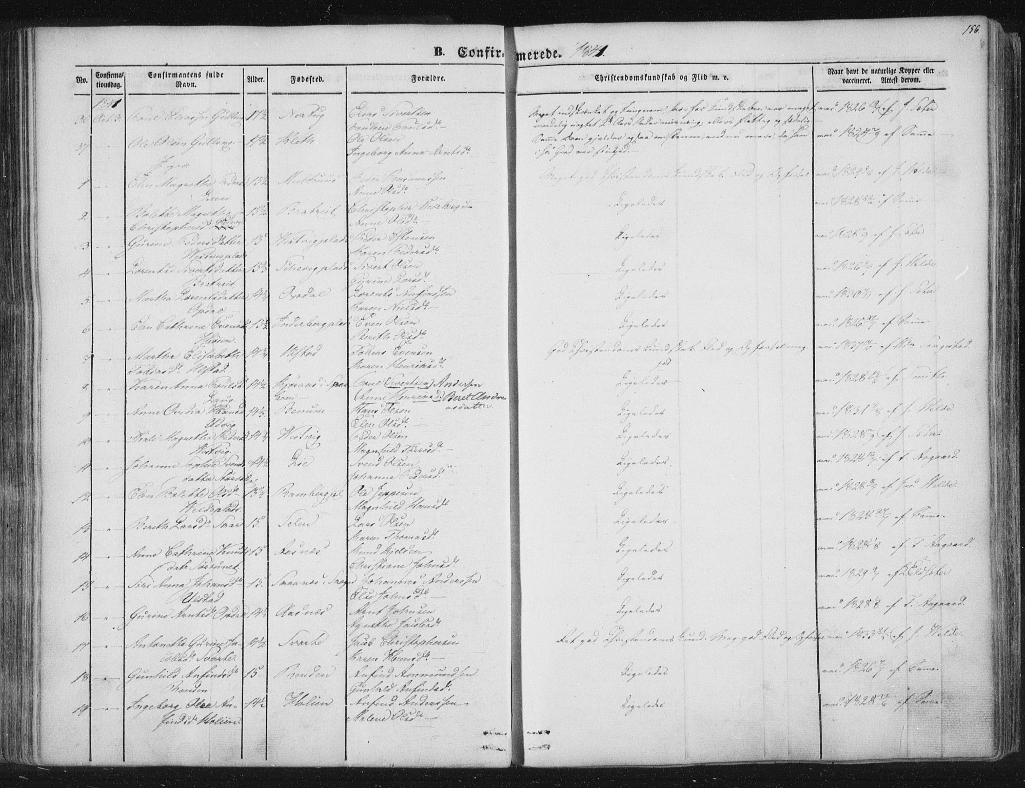 Ministerialprotokoller, klokkerbøker og fødselsregistre - Nord-Trøndelag, SAT/A-1458/741/L0392: Parish register (official) no. 741A06, 1836-1848, p. 156
