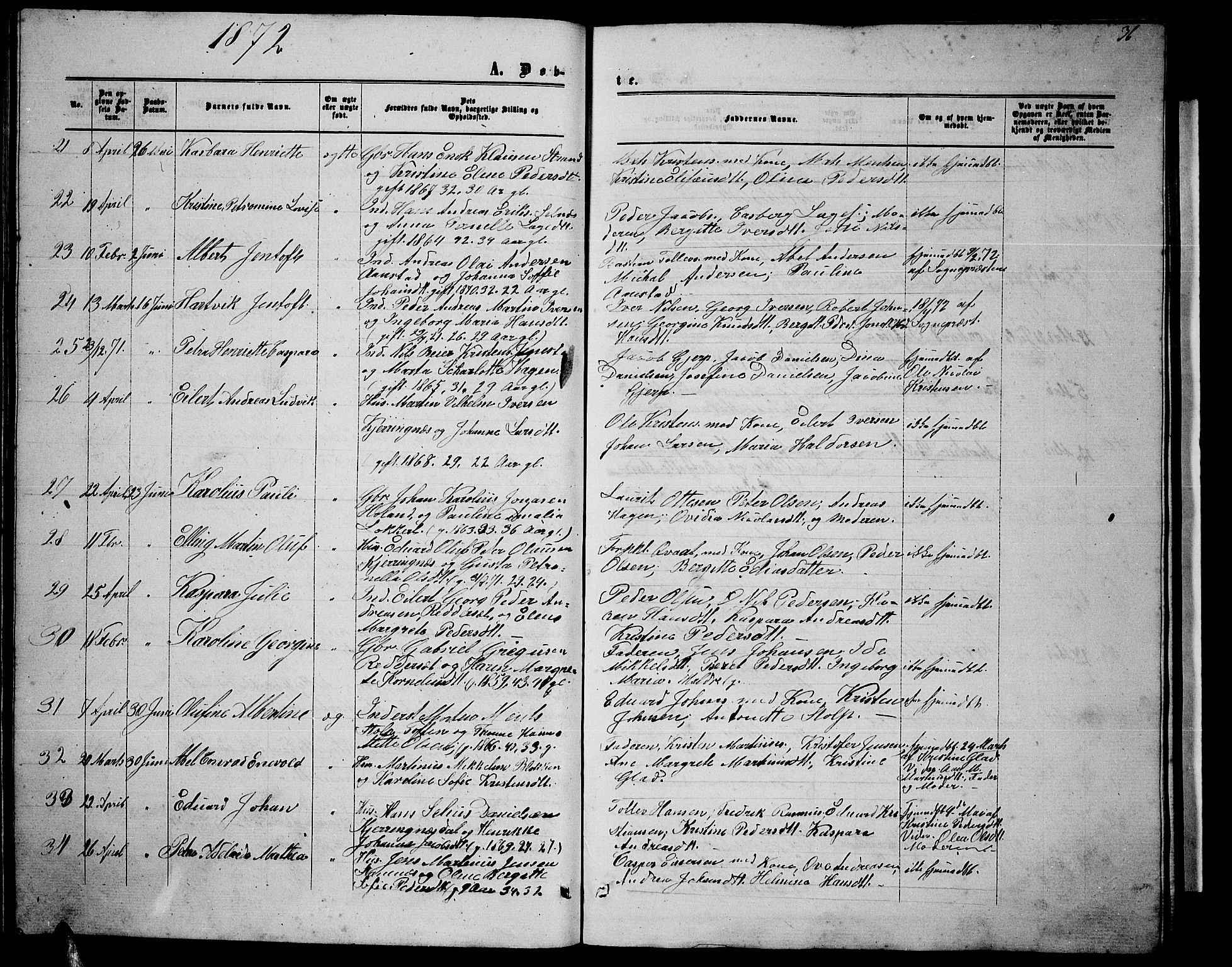 Ministerialprotokoller, klokkerbøker og fødselsregistre - Nordland, SAT/A-1459/895/L1381: Parish register (copy) no. 895C03, 1864-1885, p. 36