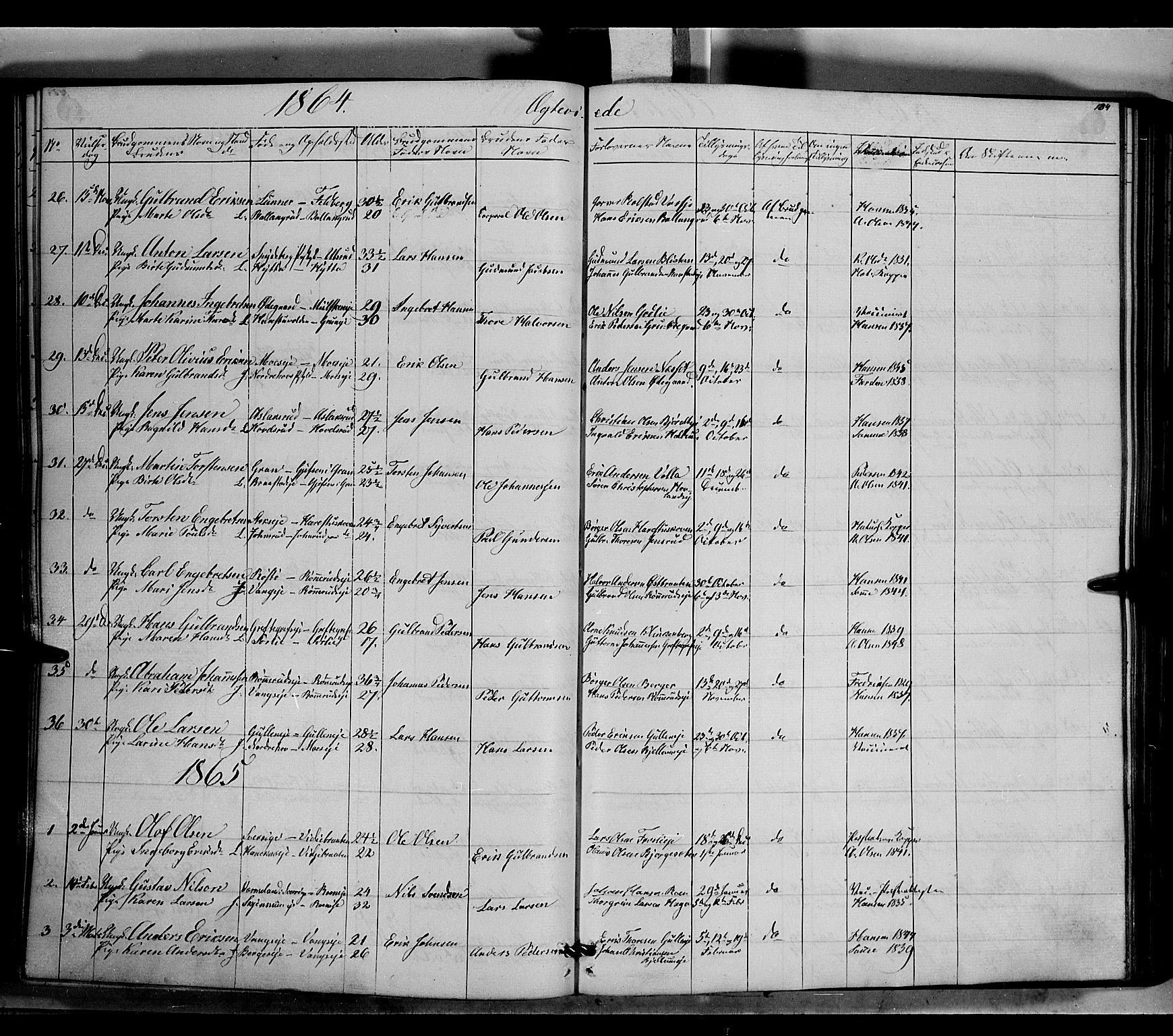 Jevnaker prestekontor, SAH/PREST-116/H/Ha/Haa/L0007: Parish register (official) no. 7, 1858-1876, p. 184