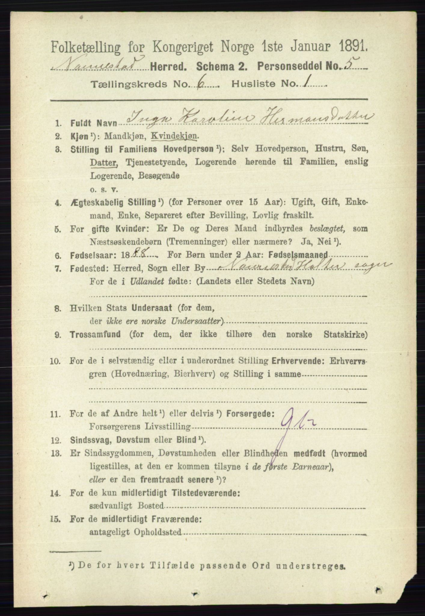 RA, 1891 census for 0238 Nannestad, 1891, p. 3066