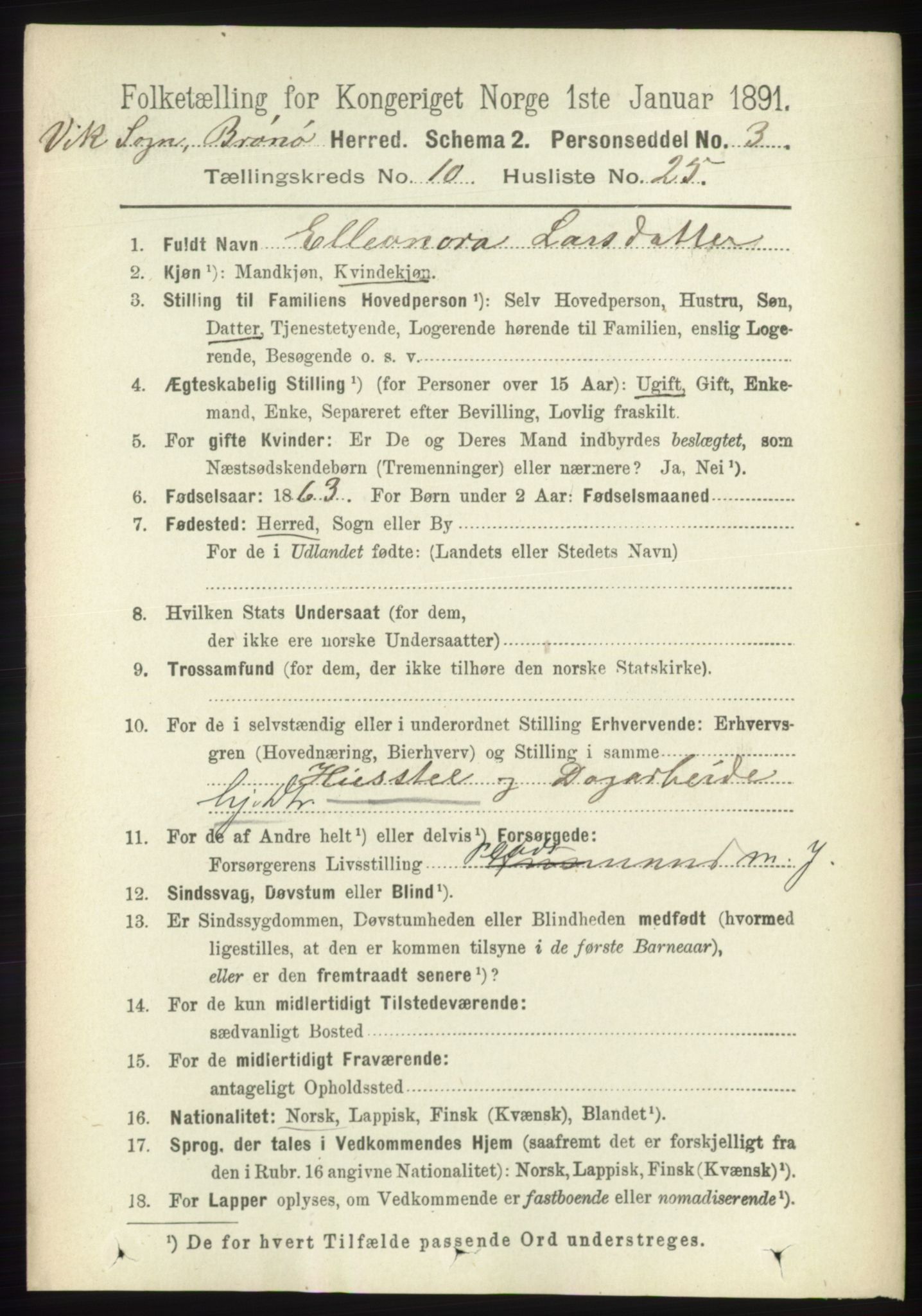 RA, 1891 census for 1814 Brønnøy, 1891, p. 5901