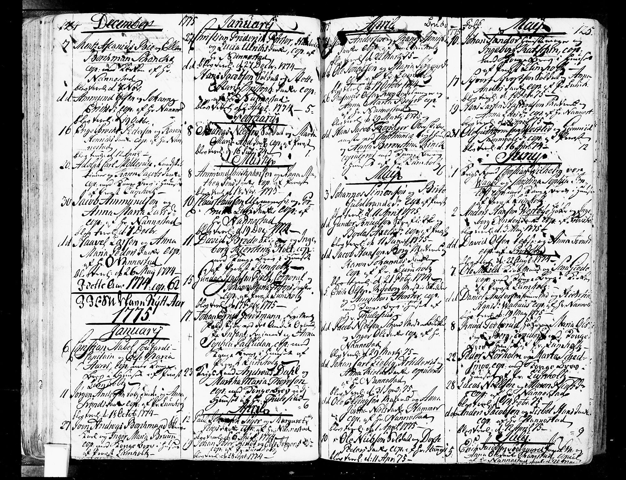 Oslo domkirke Kirkebøker, SAO/A-10752/F/Fa/L0004: Parish register (official) no. 4, 1743-1786, p. 124-125