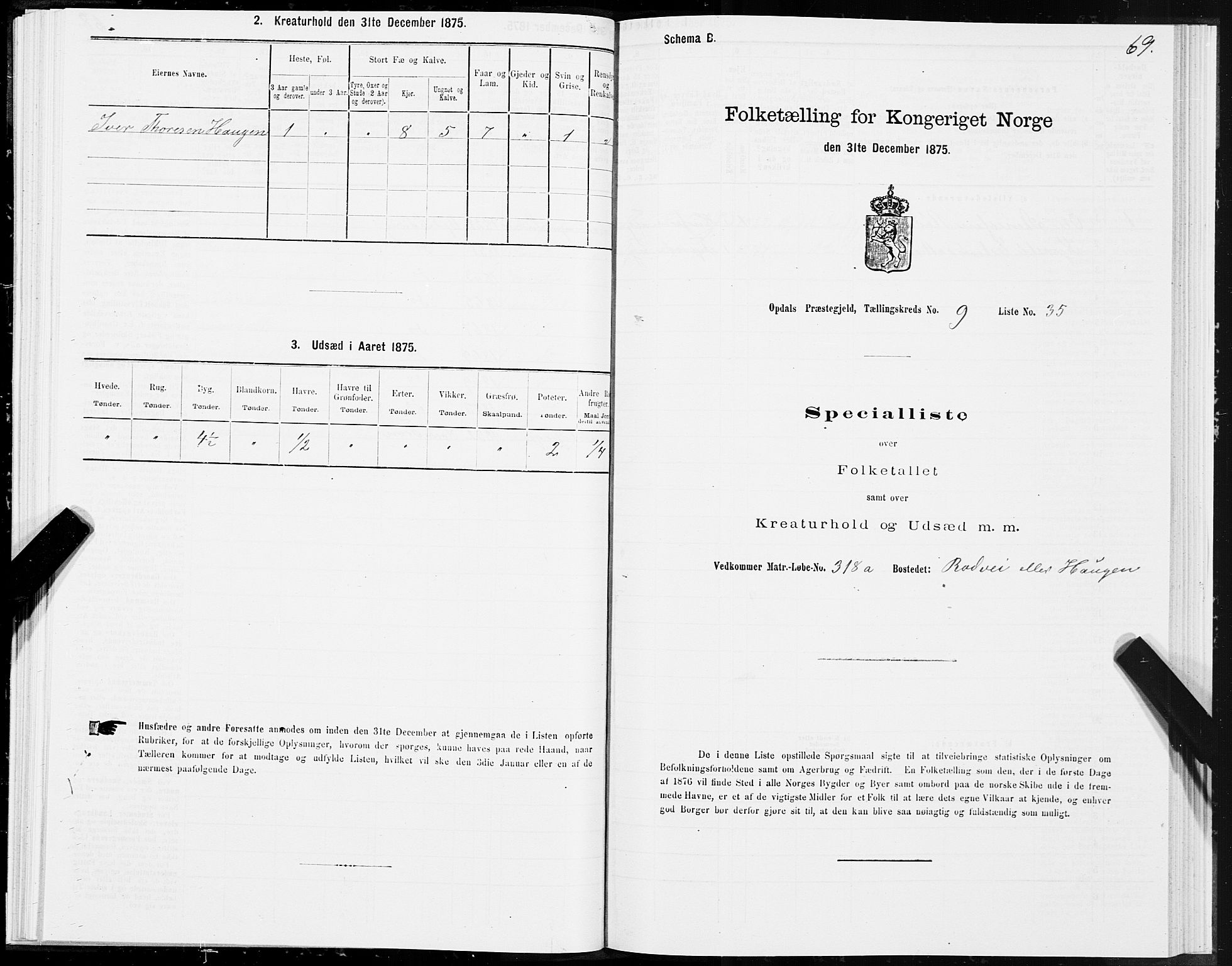 SAT, 1875 census for 1634P Oppdal, 1875, p. 6069