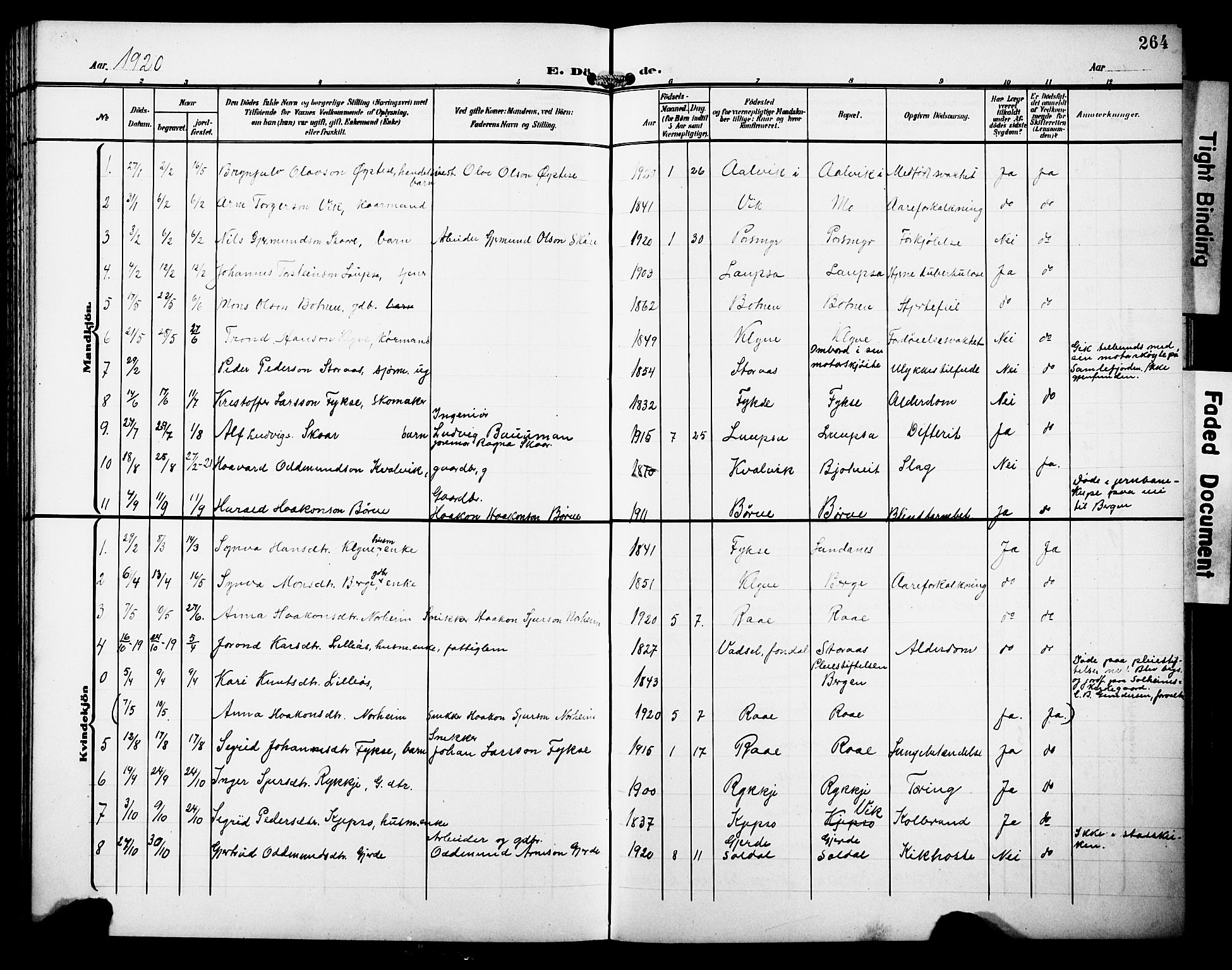 Kvam sokneprestembete, SAB/A-76201/H/Hab: Parish register (copy) no. C 4, 1906-1931, p. 264