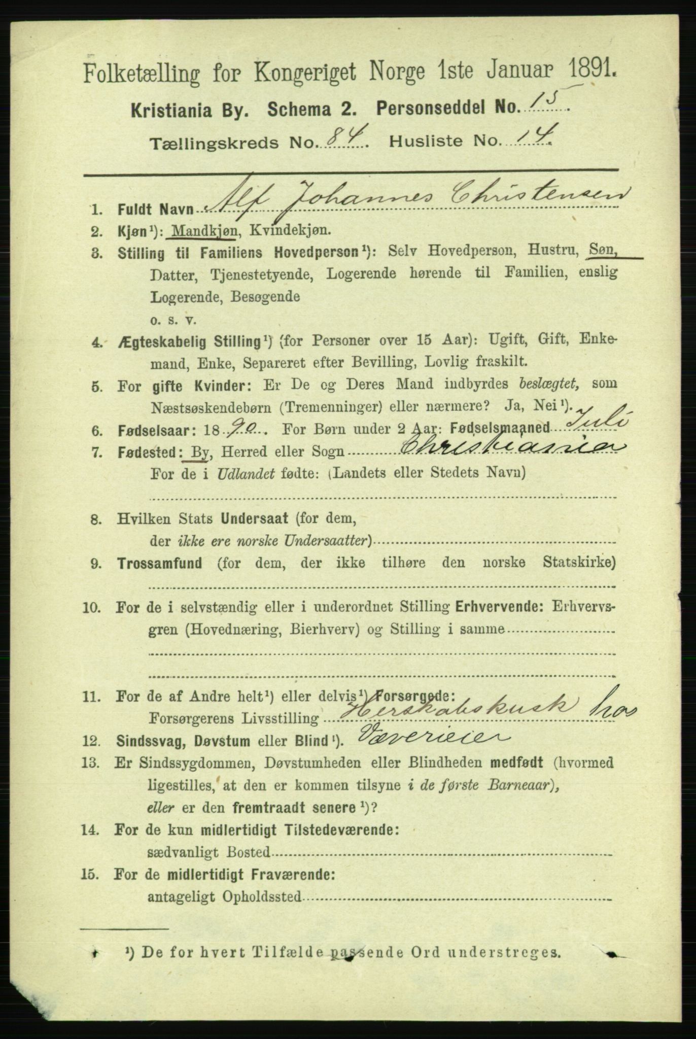 RA, 1891 census for 0301 Kristiania, 1891, p. 42799