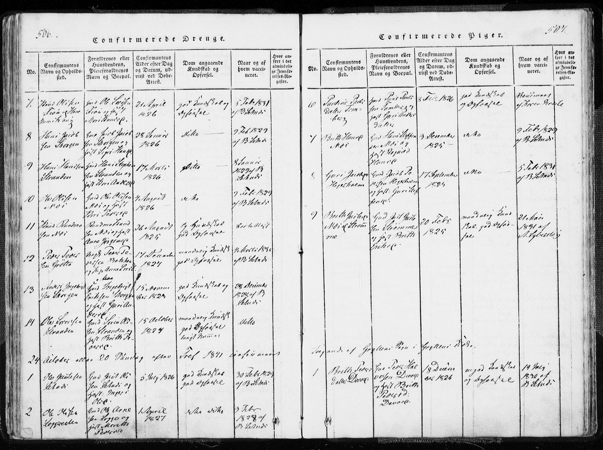 Ministerialprotokoller, klokkerbøker og fødselsregistre - Møre og Romsdal, SAT/A-1454/544/L0571: Parish register (official) no. 544A04, 1818-1853, p. 506-507