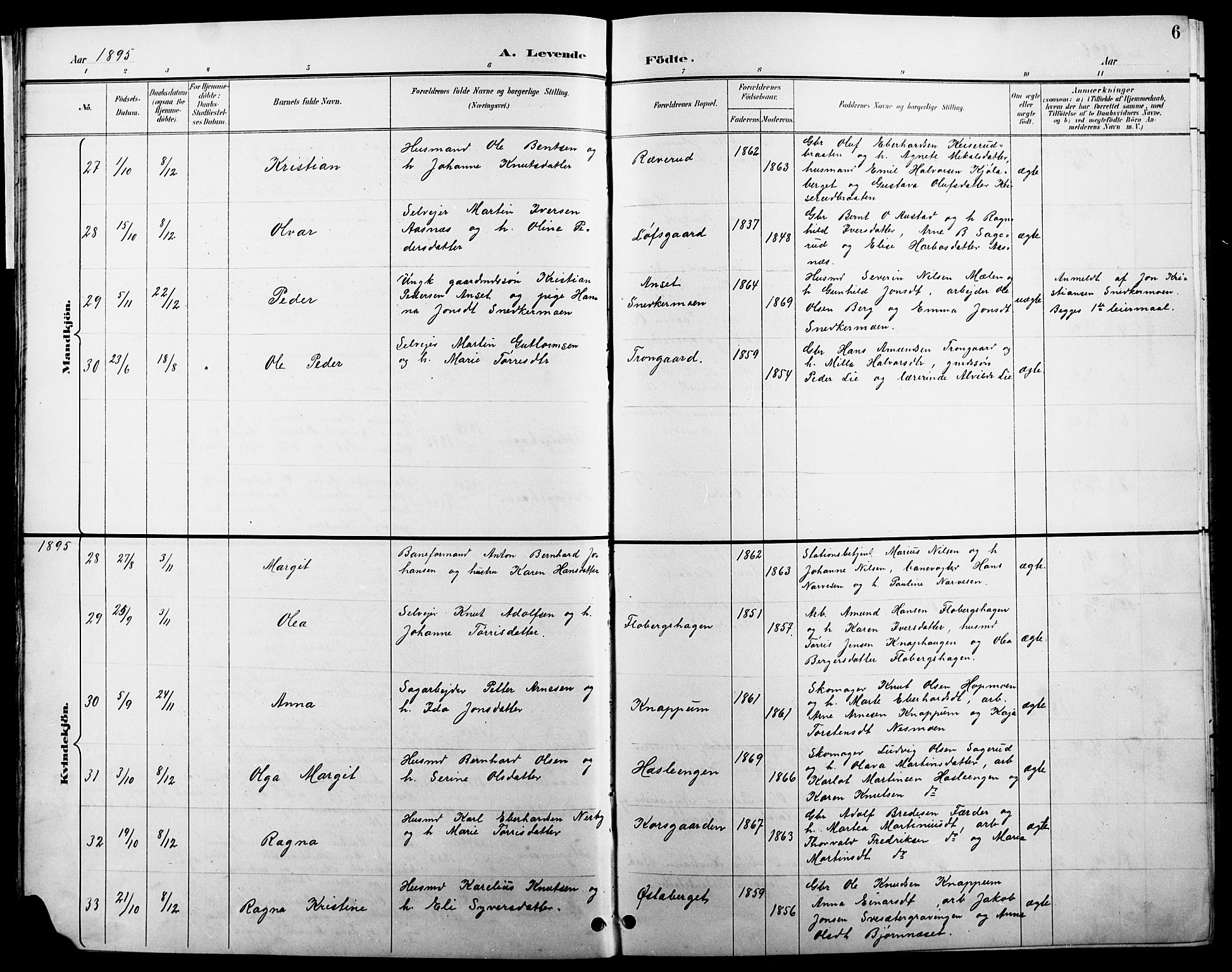 Åsnes prestekontor, AV/SAH-PREST-042/H/Ha/Hab/L0004: Parish register (copy) no. 4, 1895-1909, p. 6