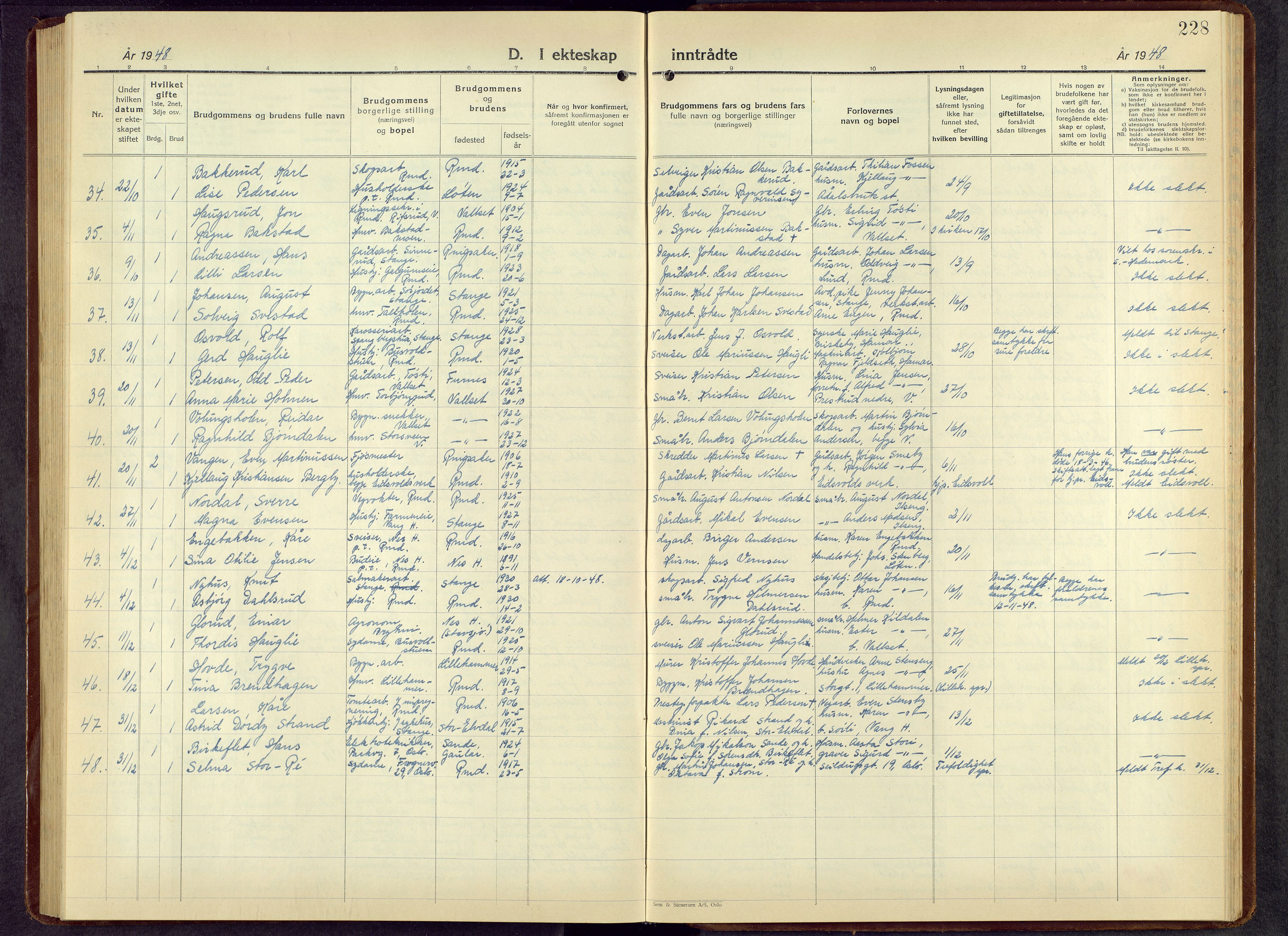 Romedal prestekontor, AV/SAH-PREST-004/L/L0016: Parish register (copy) no. 16, 1940-1958, p. 228