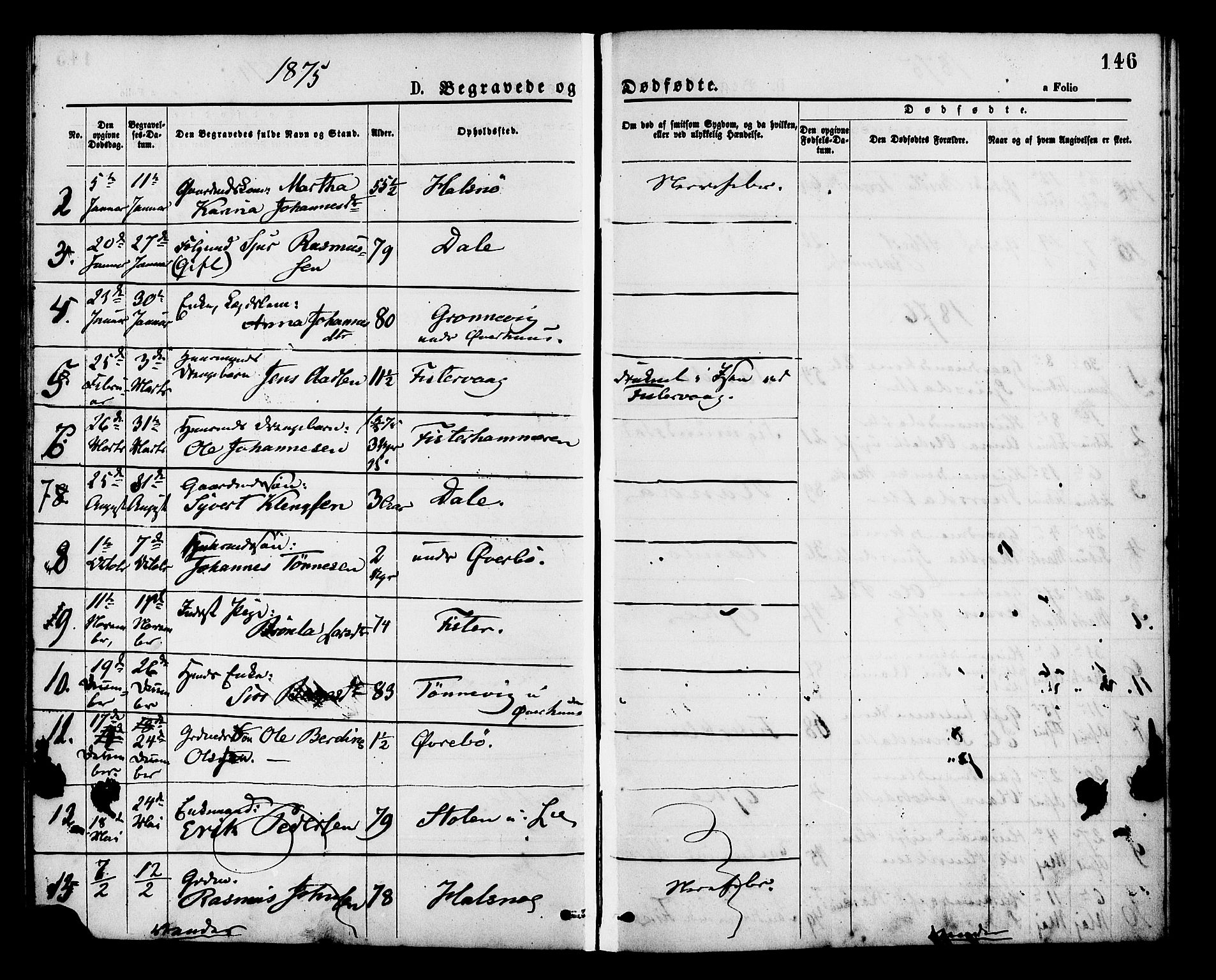 Hjelmeland sokneprestkontor, SAST/A-101843/01/IV/L0013: Parish register (official) no. A 13, 1872-1886, p. 146