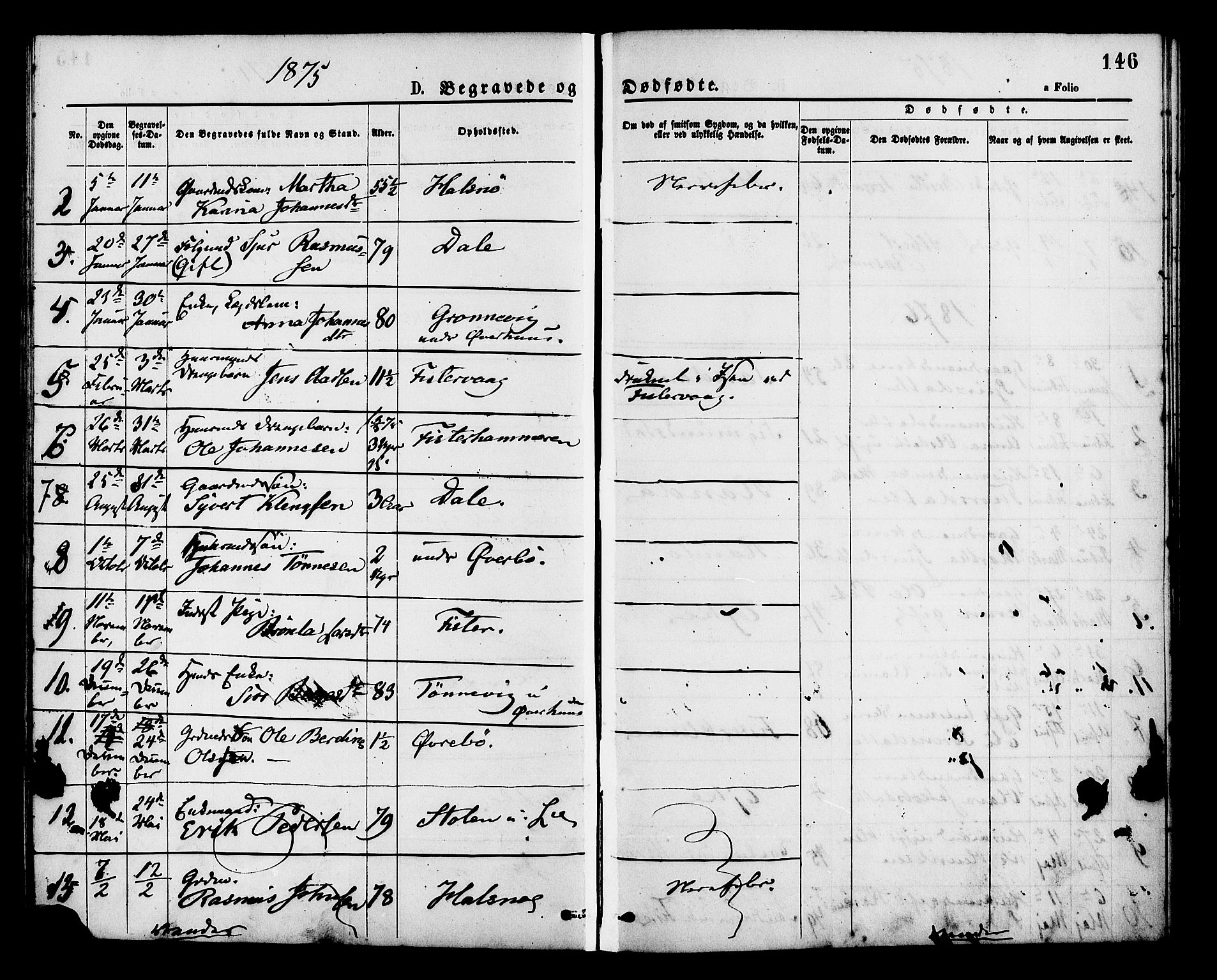 Hjelmeland sokneprestkontor, AV/SAST-A-101843/01/IV/L0013: Parish register (official) no. A 13, 1872-1886, p. 146