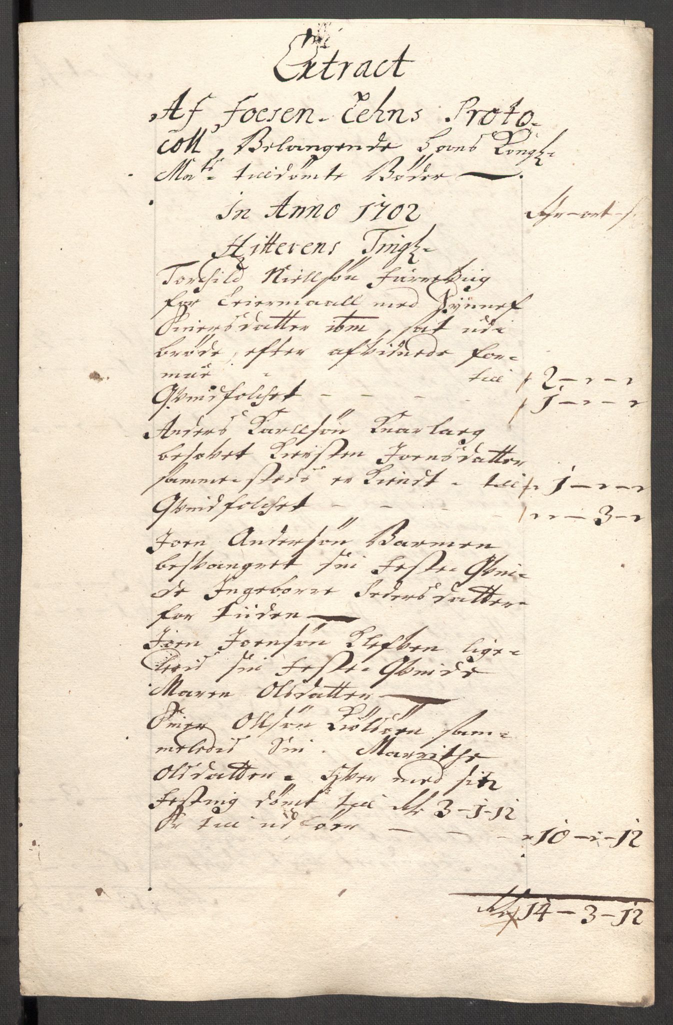 Rentekammeret inntil 1814, Reviderte regnskaper, Fogderegnskap, RA/EA-4092/R57/L3855: Fogderegnskap Fosen, 1702-1703, p. 46