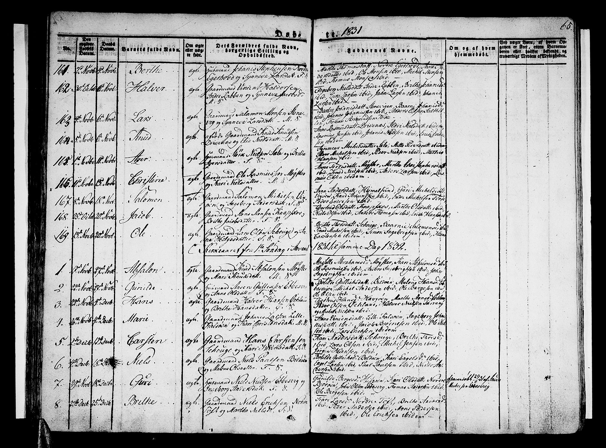 Sund sokneprestembete, AV/SAB-A-99930: Parish register (official) no. A 12, 1825-1835, p. 65