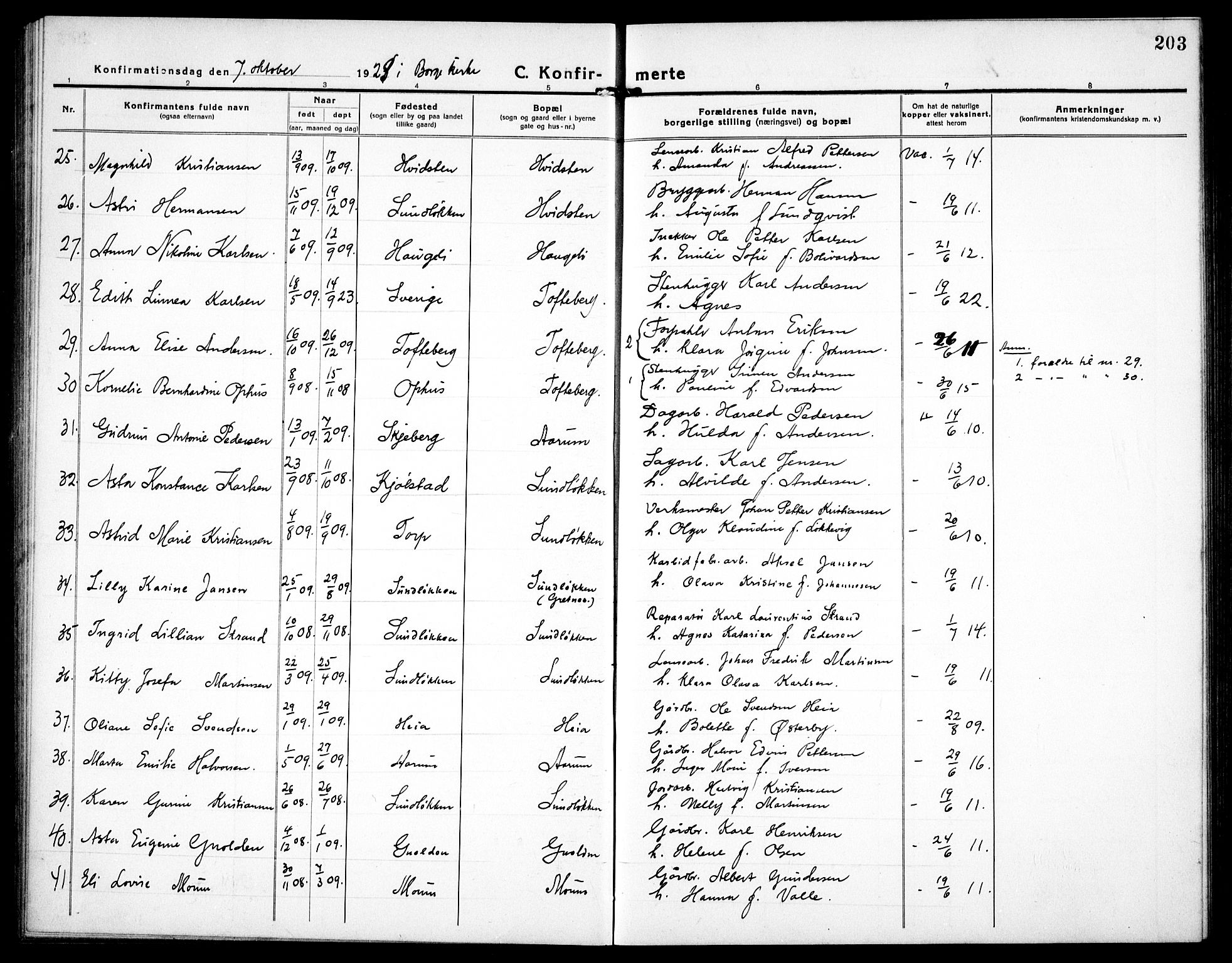 Borge prestekontor Kirkebøker, AV/SAO-A-10903/G/Ga/L0003: Parish register (copy) no. I 3, 1918-1939, p. 203