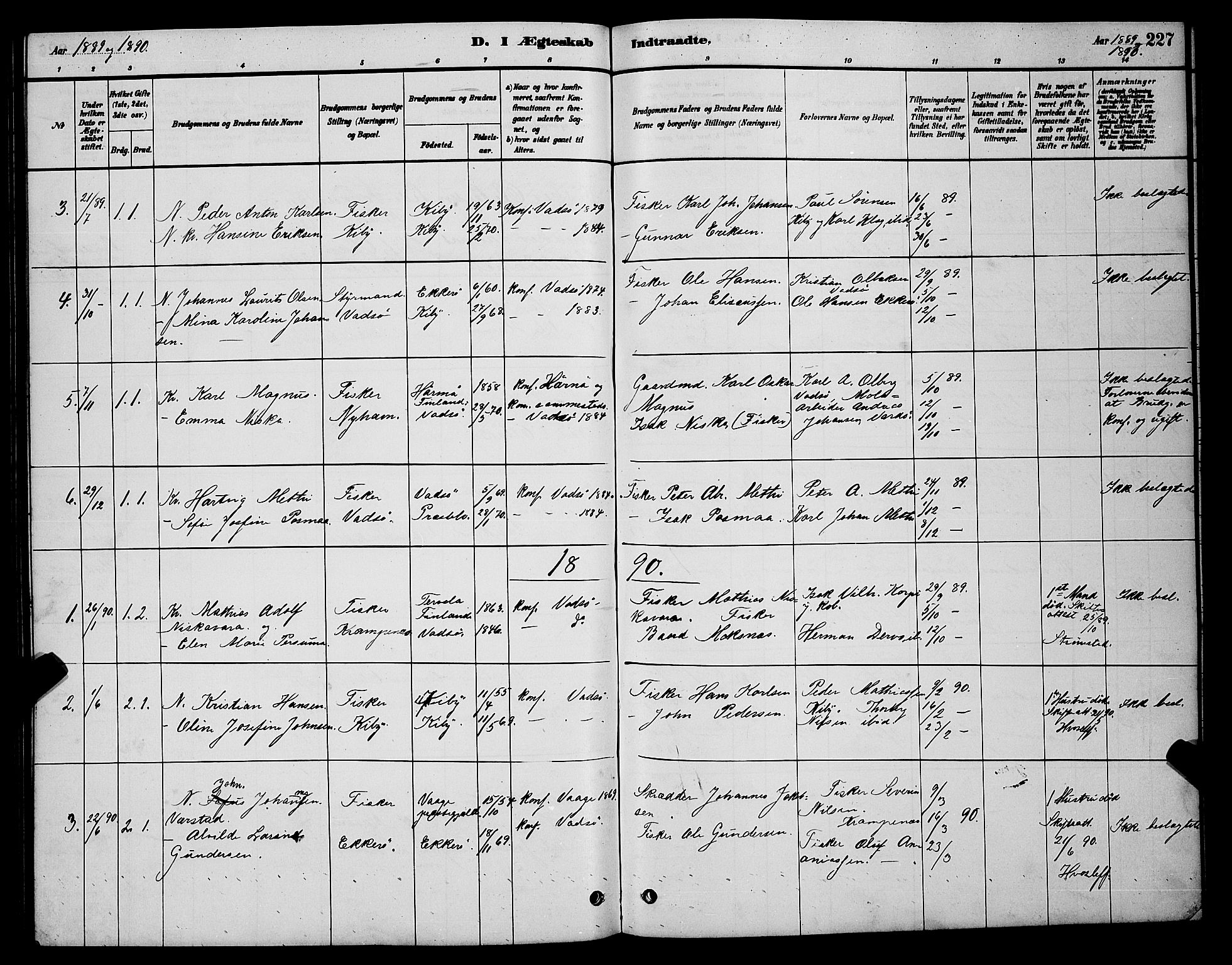 Vadsø sokneprestkontor, SATØ/S-1325/H/Hb/L0003klokker: Parish register (copy) no. 3, 1881-1901, p. 227