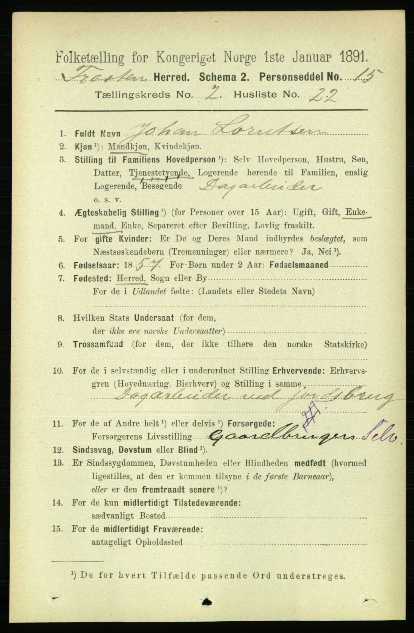 RA, 1891 census for 1717 Frosta, 1891, p. 1214