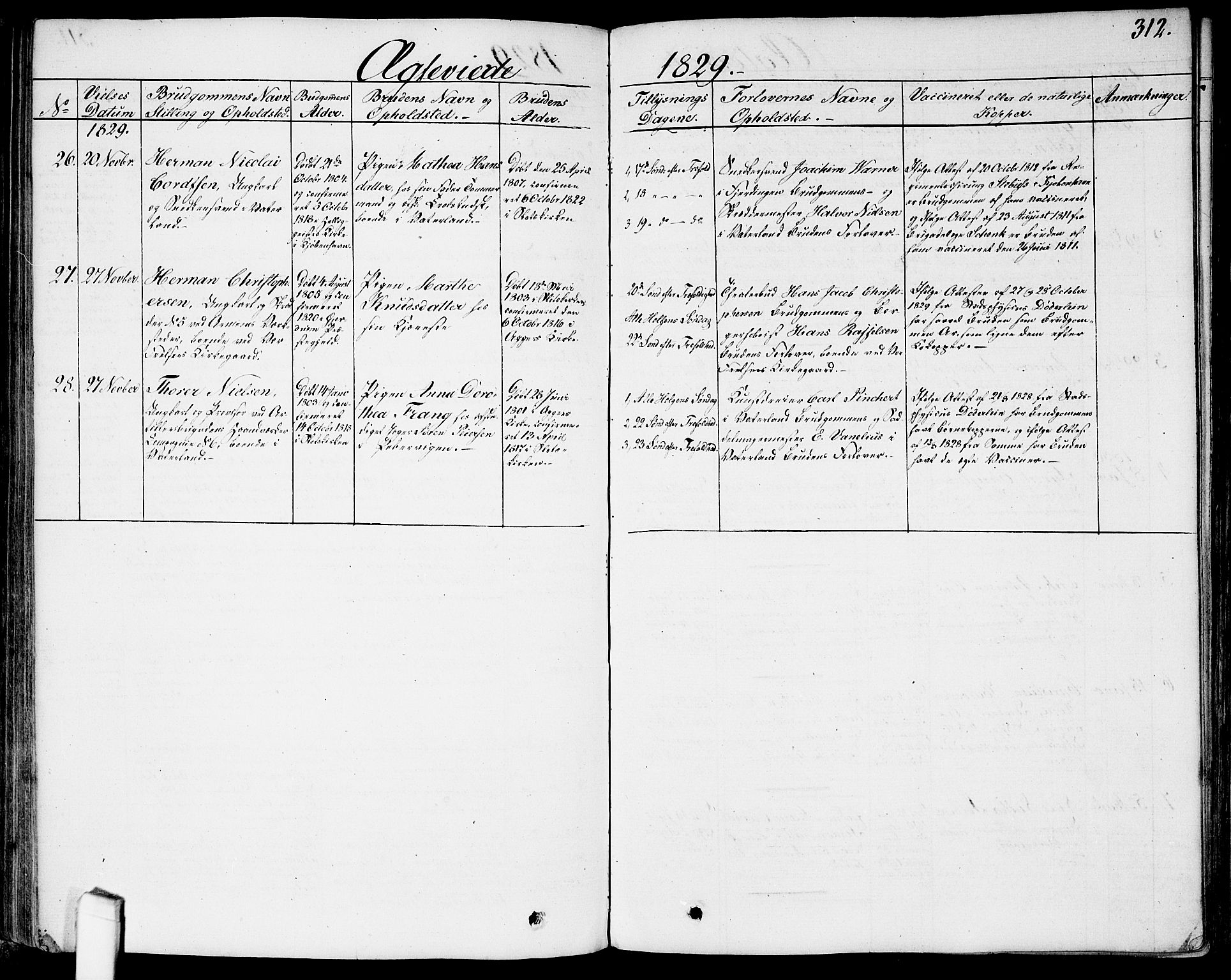 Garnisonsmenigheten Kirkebøker, AV/SAO-A-10846/G/Ga/L0004: Parish register (copy) no. 4, 1828-1840, p. 312