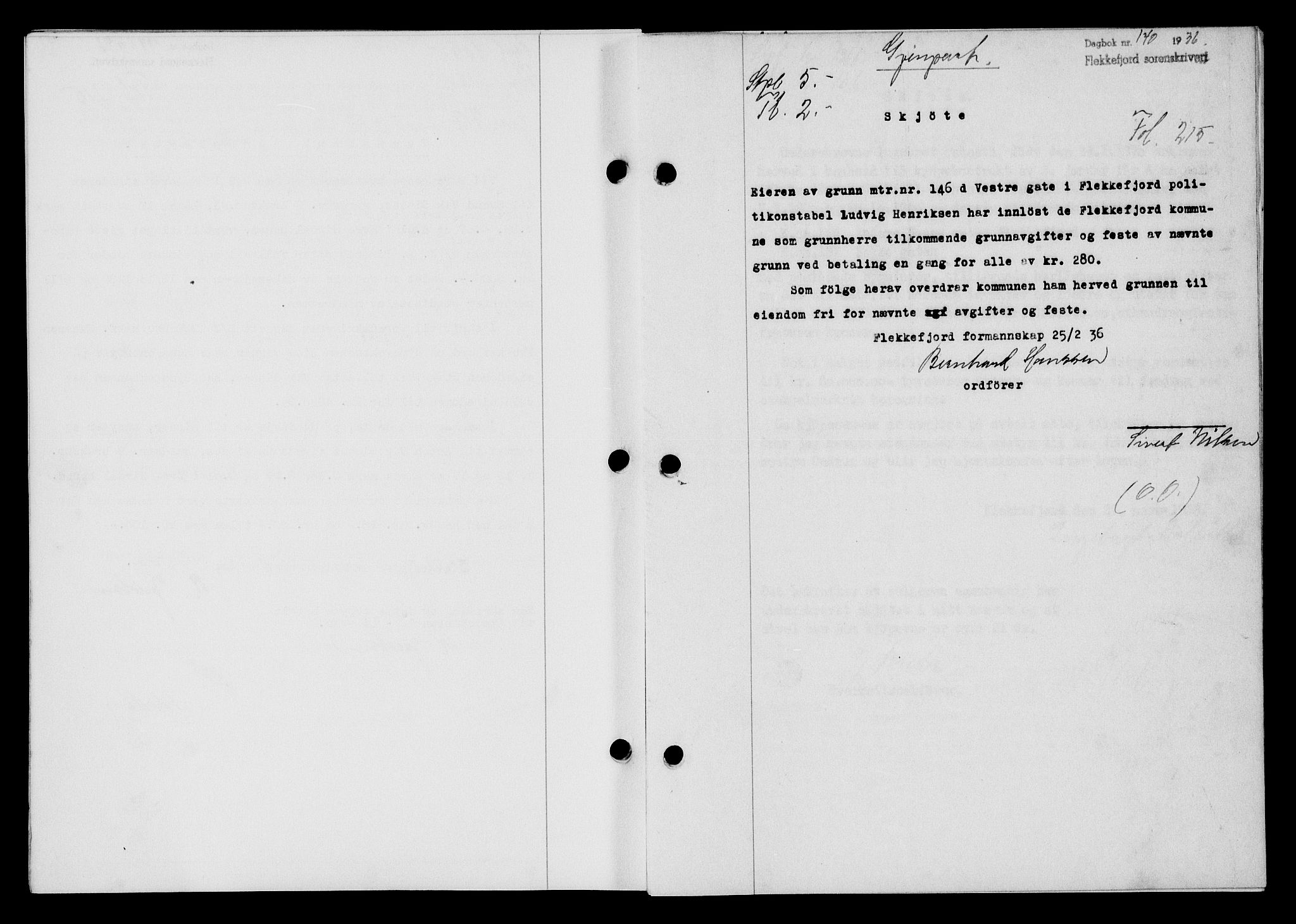 Flekkefjord sorenskriveri, SAK/1221-0001/G/Gb/Gba/L0052: Mortgage book no. 48, 1935-1936, Deed date: 26.03.1936