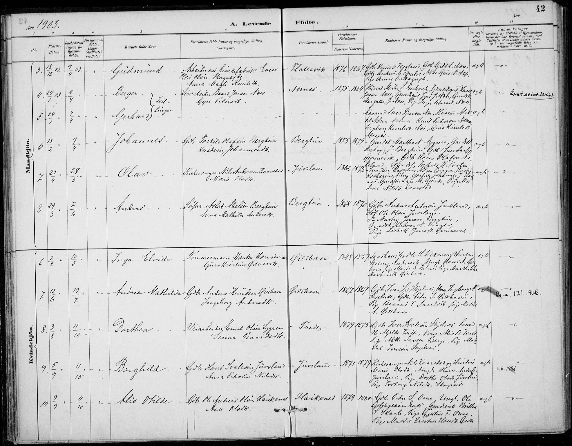 Strandebarm sokneprestembete, SAB/A-78401/H/Haa: Parish register (official) no. D  1, 1886-1912, p. 42