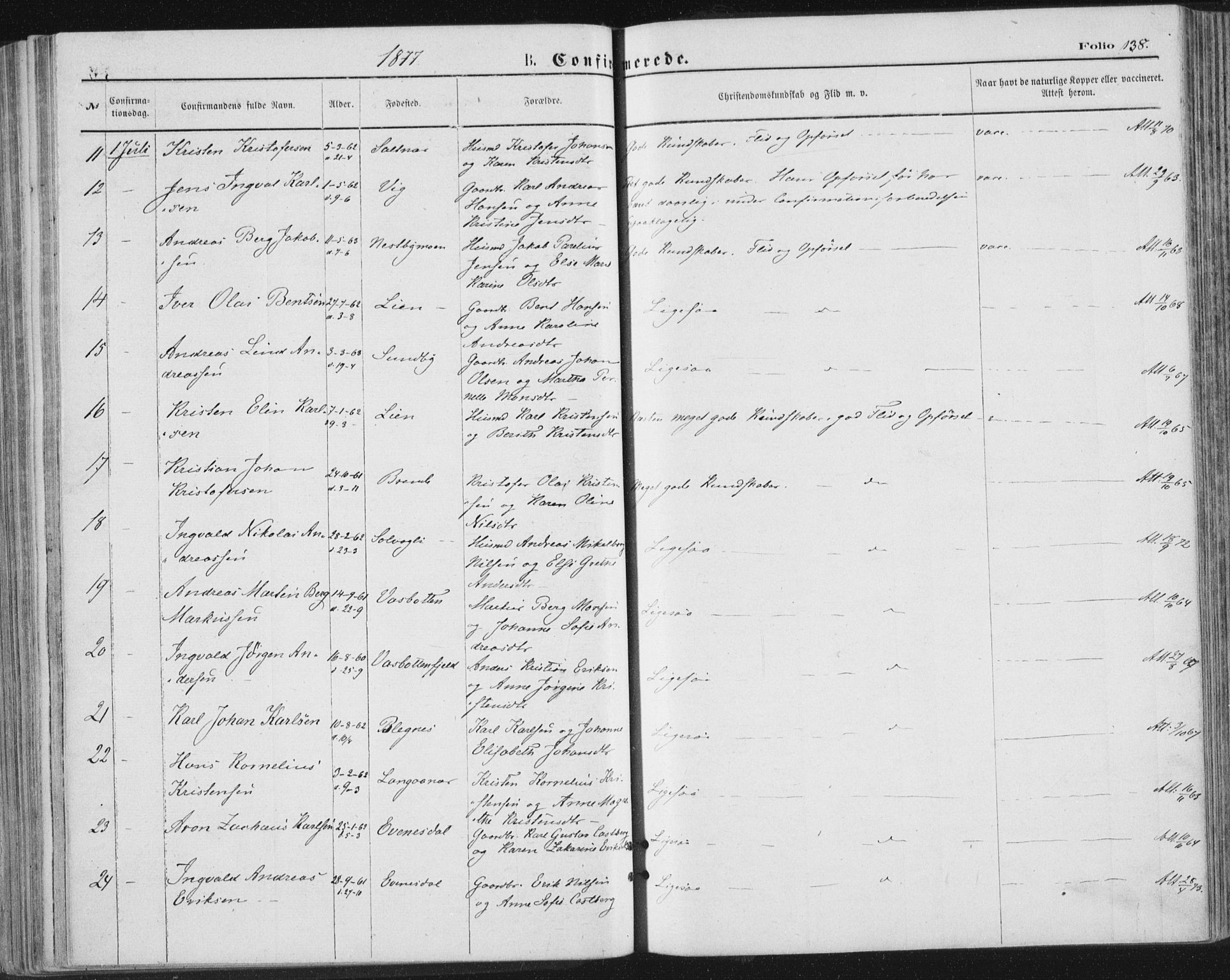 Ministerialprotokoller, klokkerbøker og fødselsregistre - Nordland, SAT/A-1459/847/L0668: Parish register (official) no. 847A08, 1872-1886, p. 138