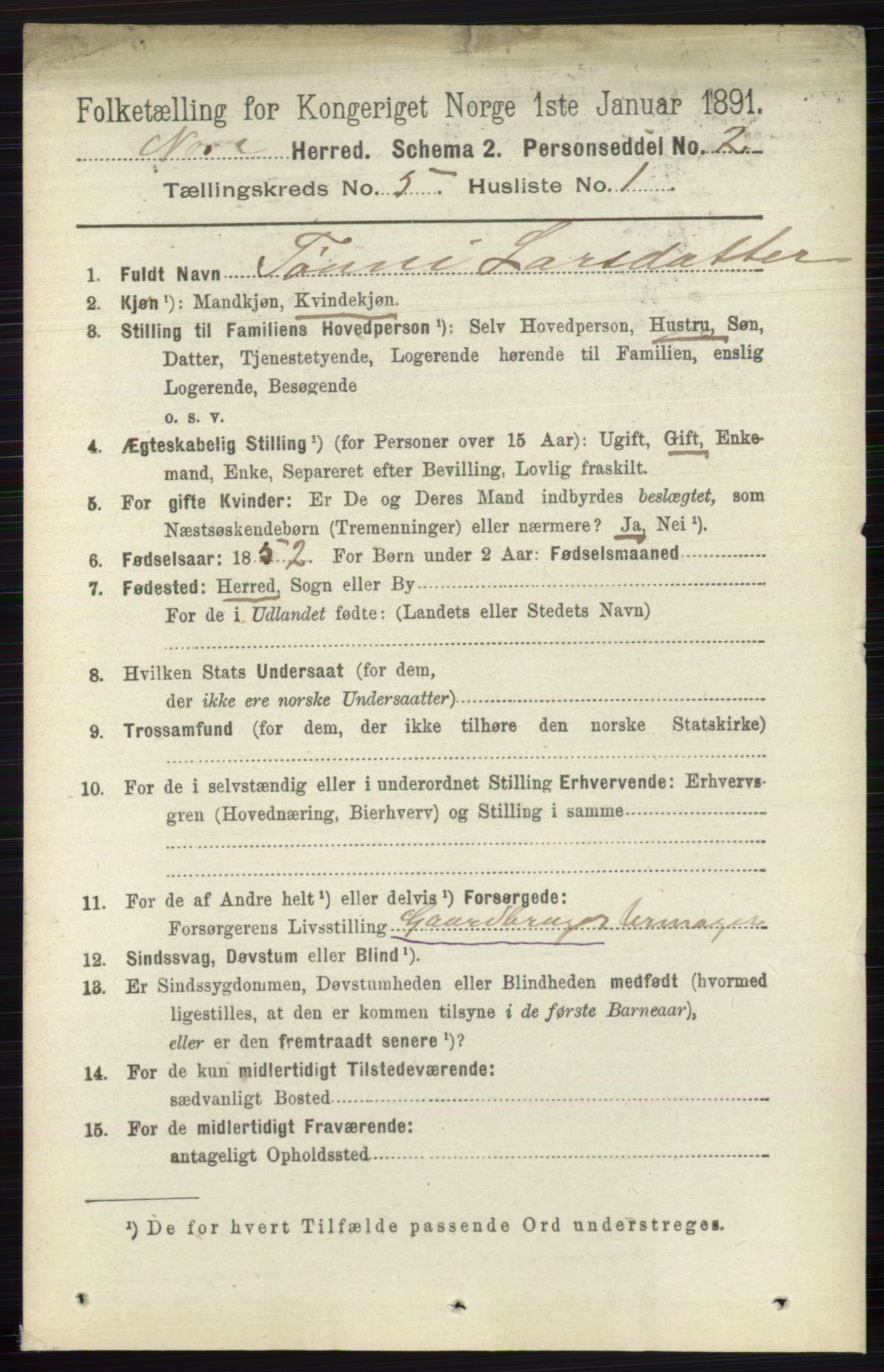 RA, 1891 census for 0633 Nore, 1891, p. 1565