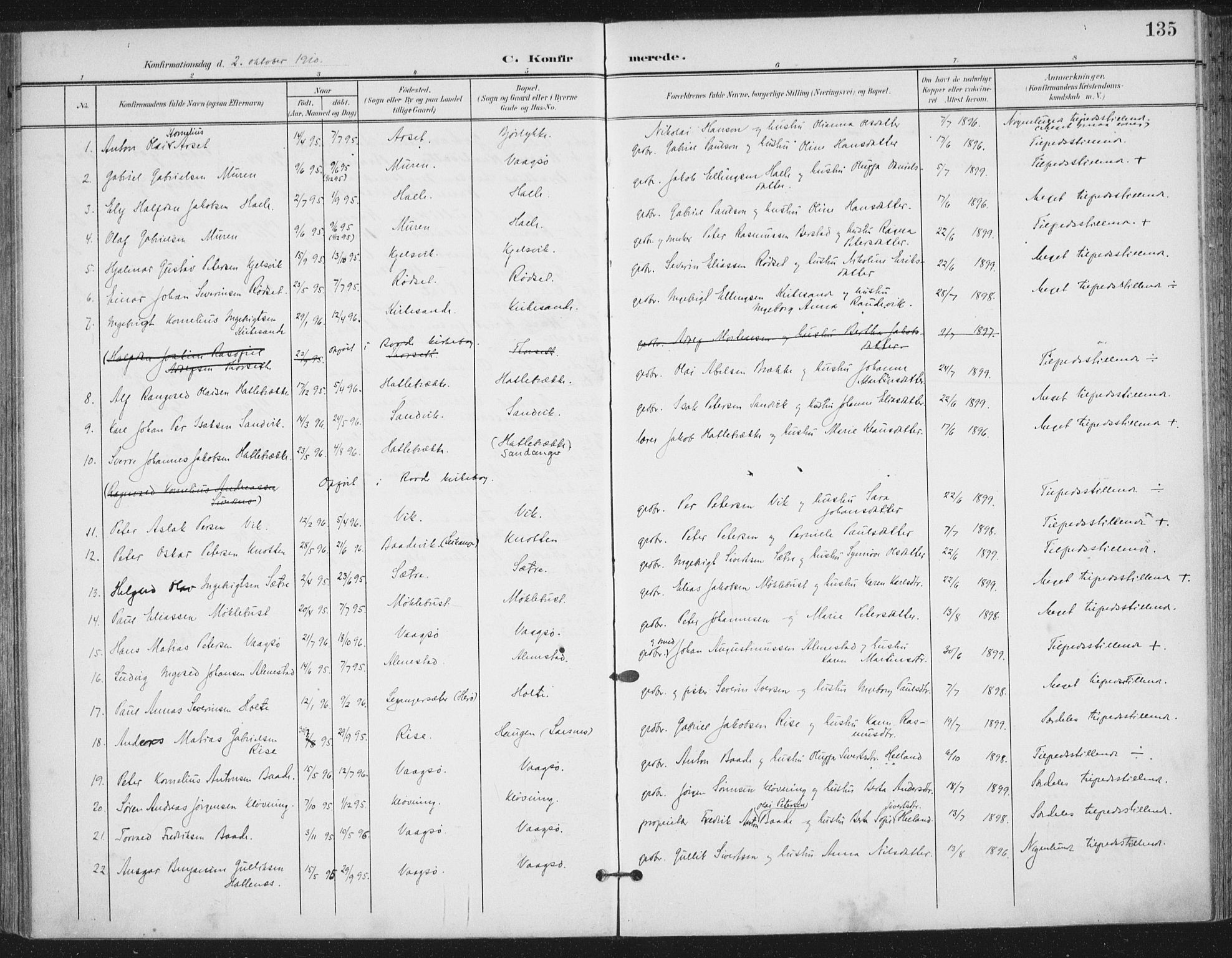 Ministerialprotokoller, klokkerbøker og fødselsregistre - Møre og Romsdal, AV/SAT-A-1454/503/L0038: Parish register (official) no. 503A06, 1901-1917, p. 135