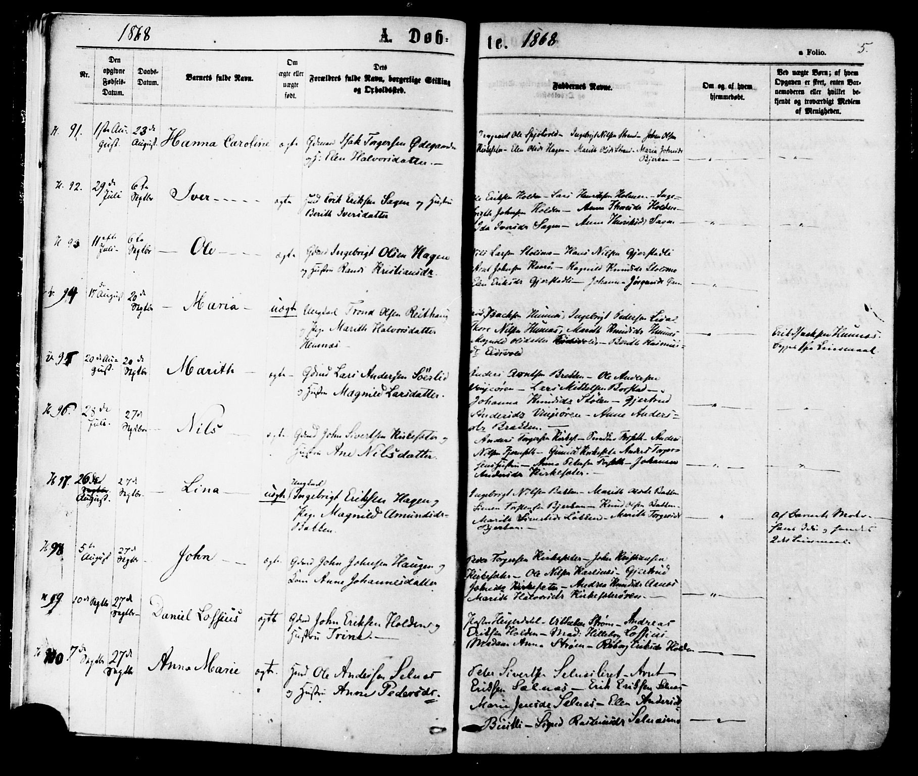 Ministerialprotokoller, klokkerbøker og fødselsregistre - Sør-Trøndelag, AV/SAT-A-1456/630/L0495: Parish register (official) no. 630A08, 1868-1878, p. 5