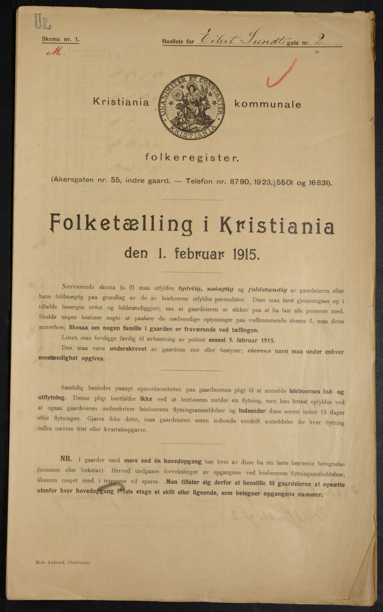 OBA, Municipal Census 1915 for Kristiania, 1915, p. 18532