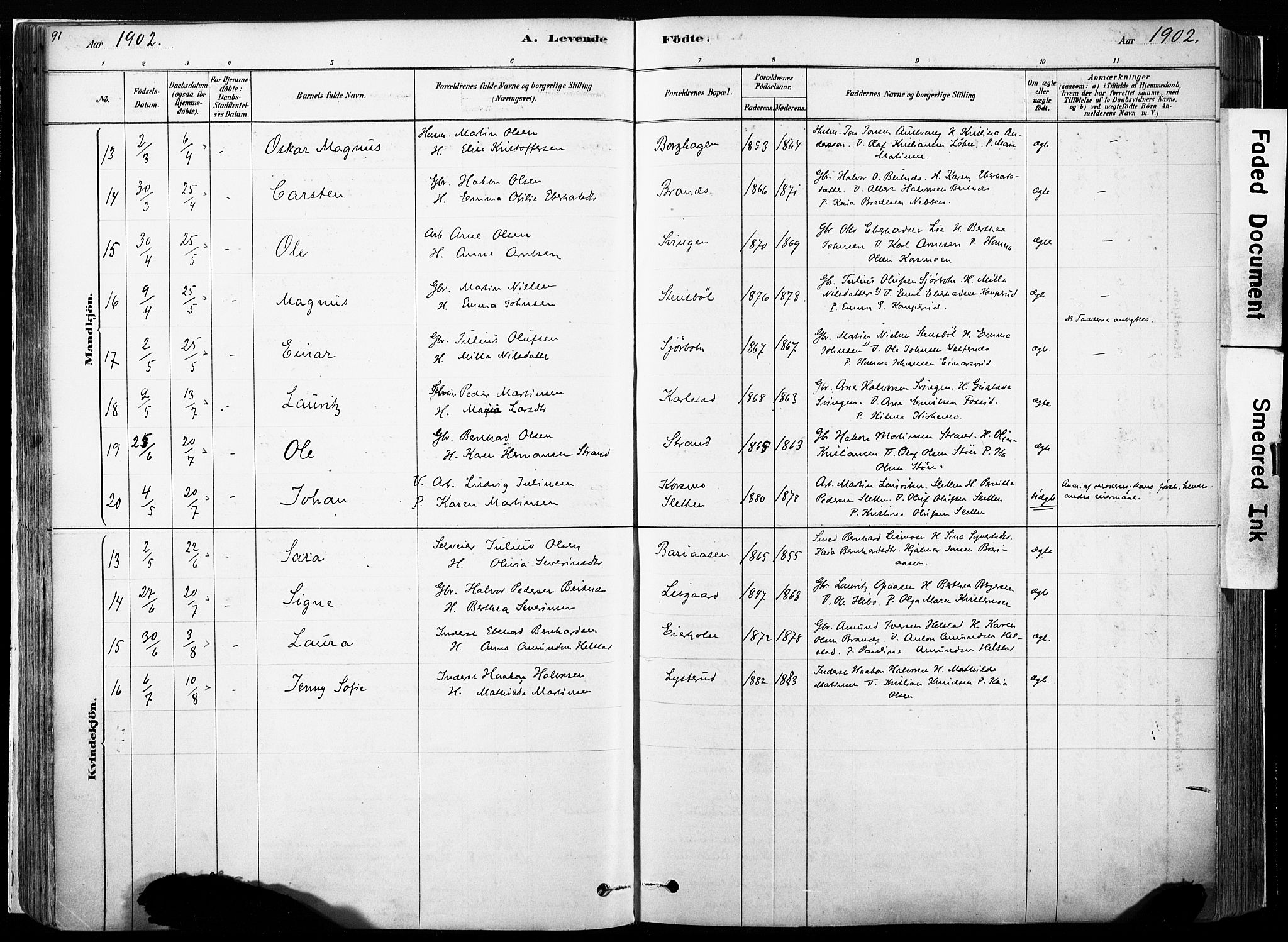 Hof prestekontor, AV/SAH-PREST-038/H/Ha/Haa/L0010: Parish register (official) no. 10, 1878-1909, p. 91