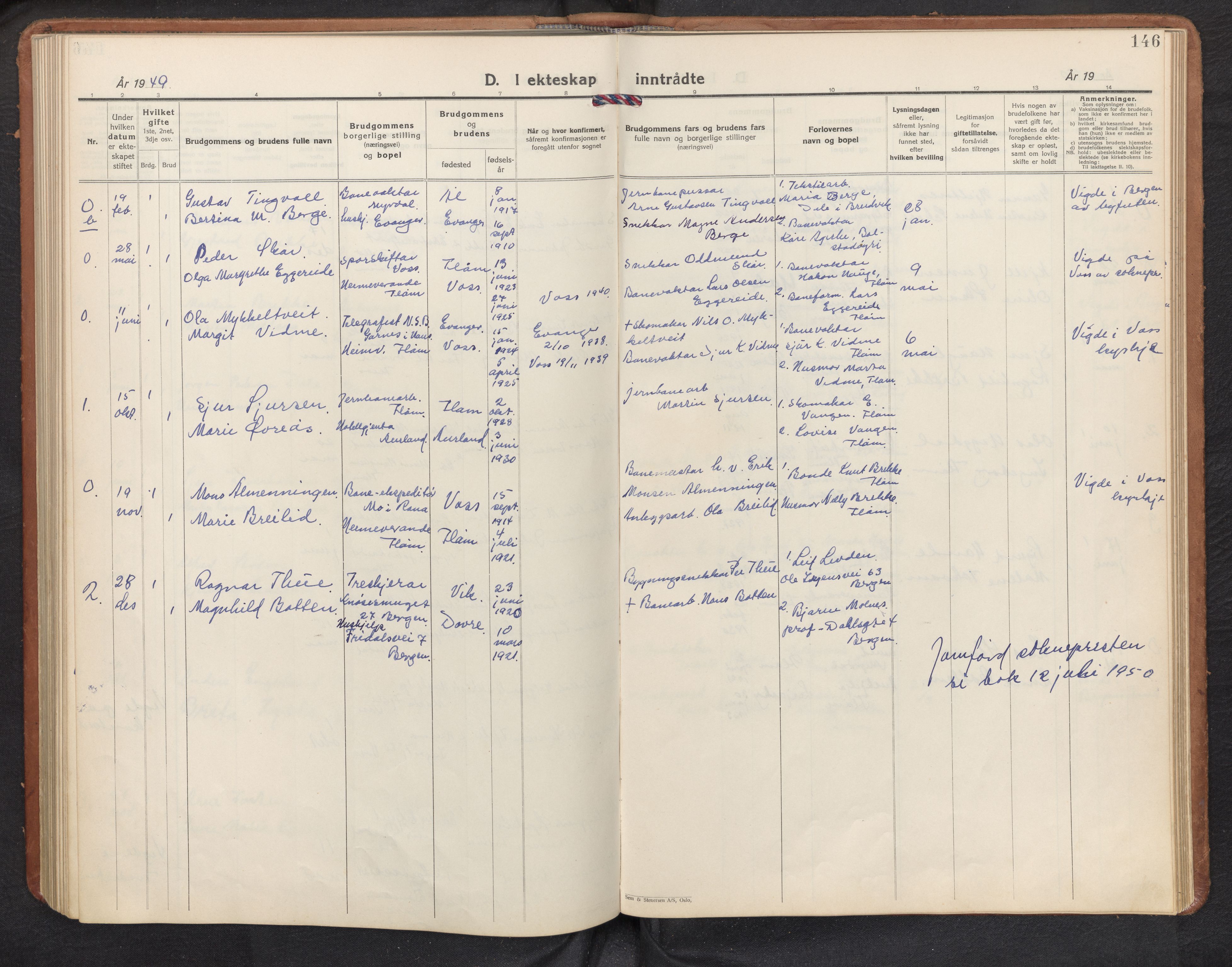 Aurland sokneprestembete, SAB/A-99937/H/Hb/Hbb/L0003: Parish register (copy) no. B 3, 1929-1972, p. 145b-146a