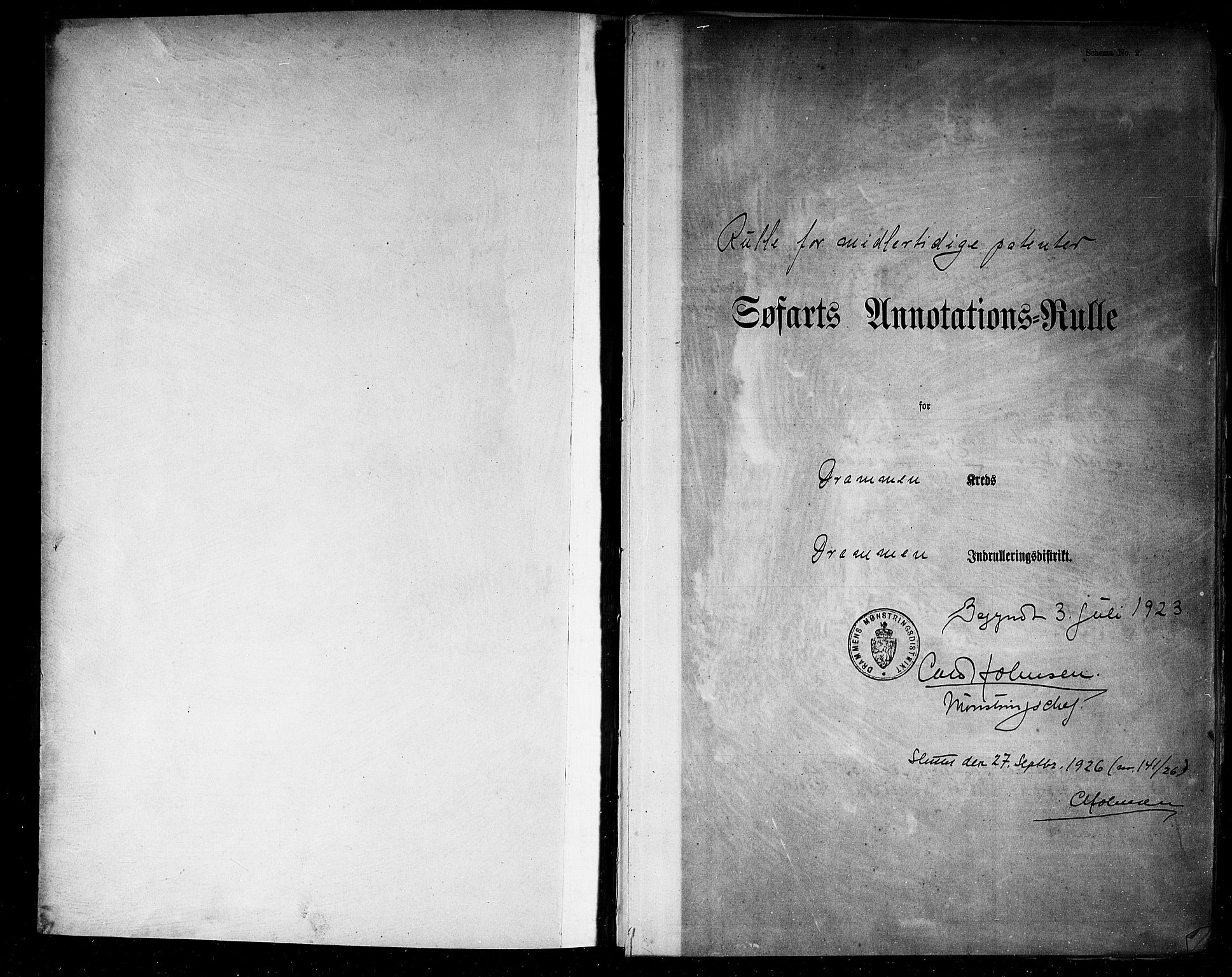 Drammen innrulleringsdistrikt, SAKO/A-781/F/Fd/L0005: Midlertidige patenter, 1923-1926, p. 2