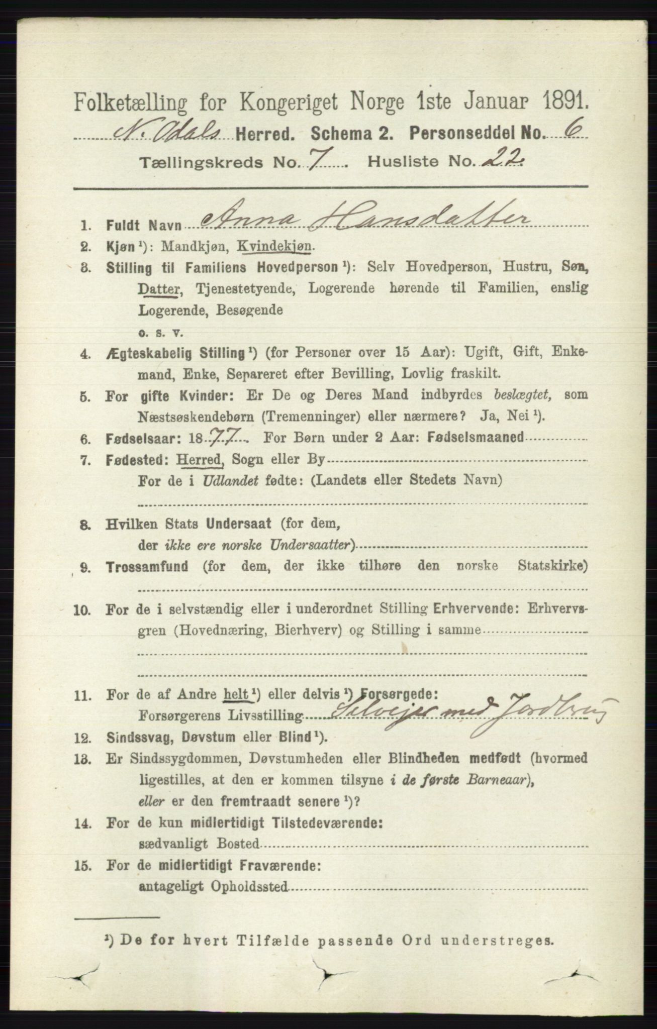 RA, 1891 census for 0418 Nord-Odal, 1891, p. 2947